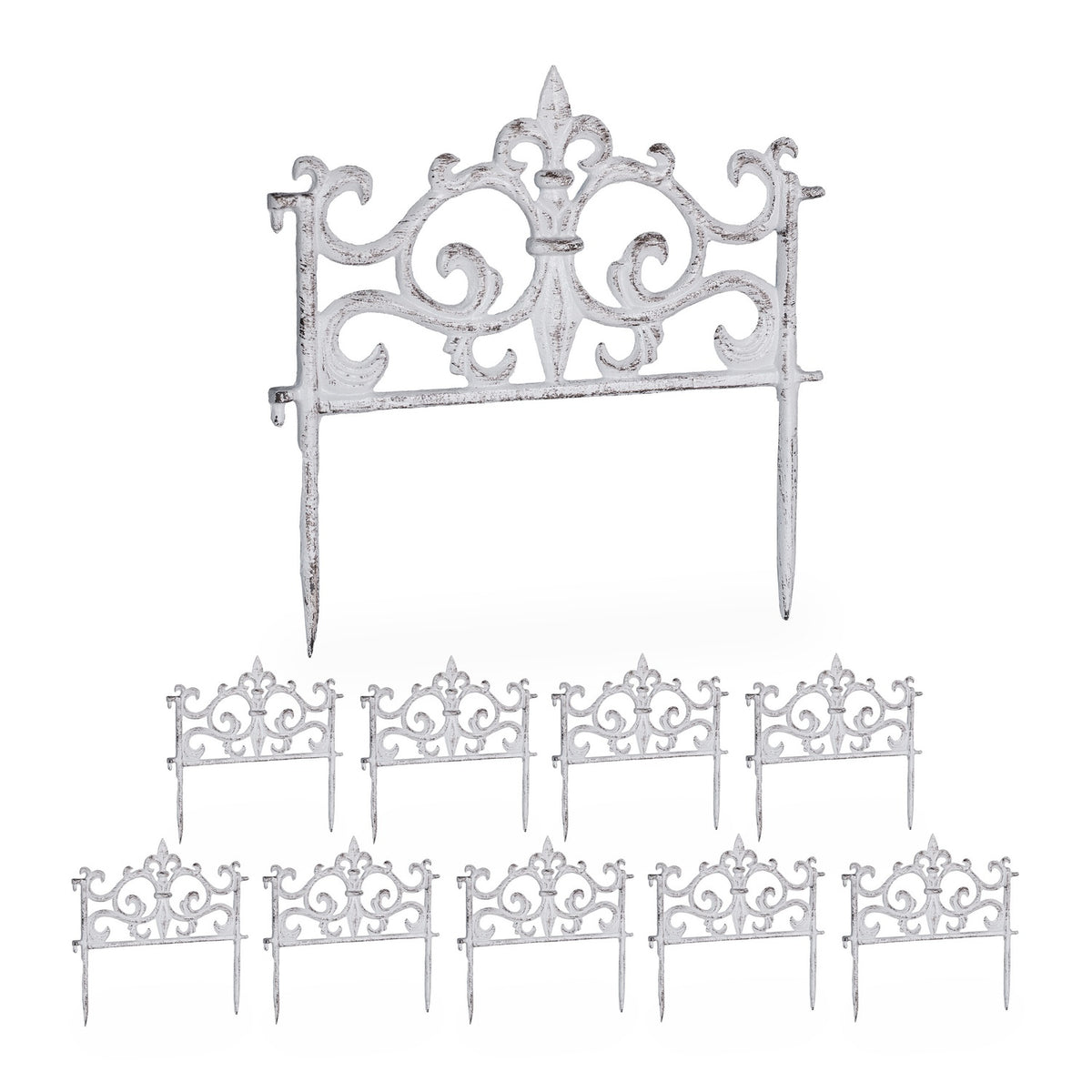 Vintage Garden Bed Fence, 10 Cast Iron Panels