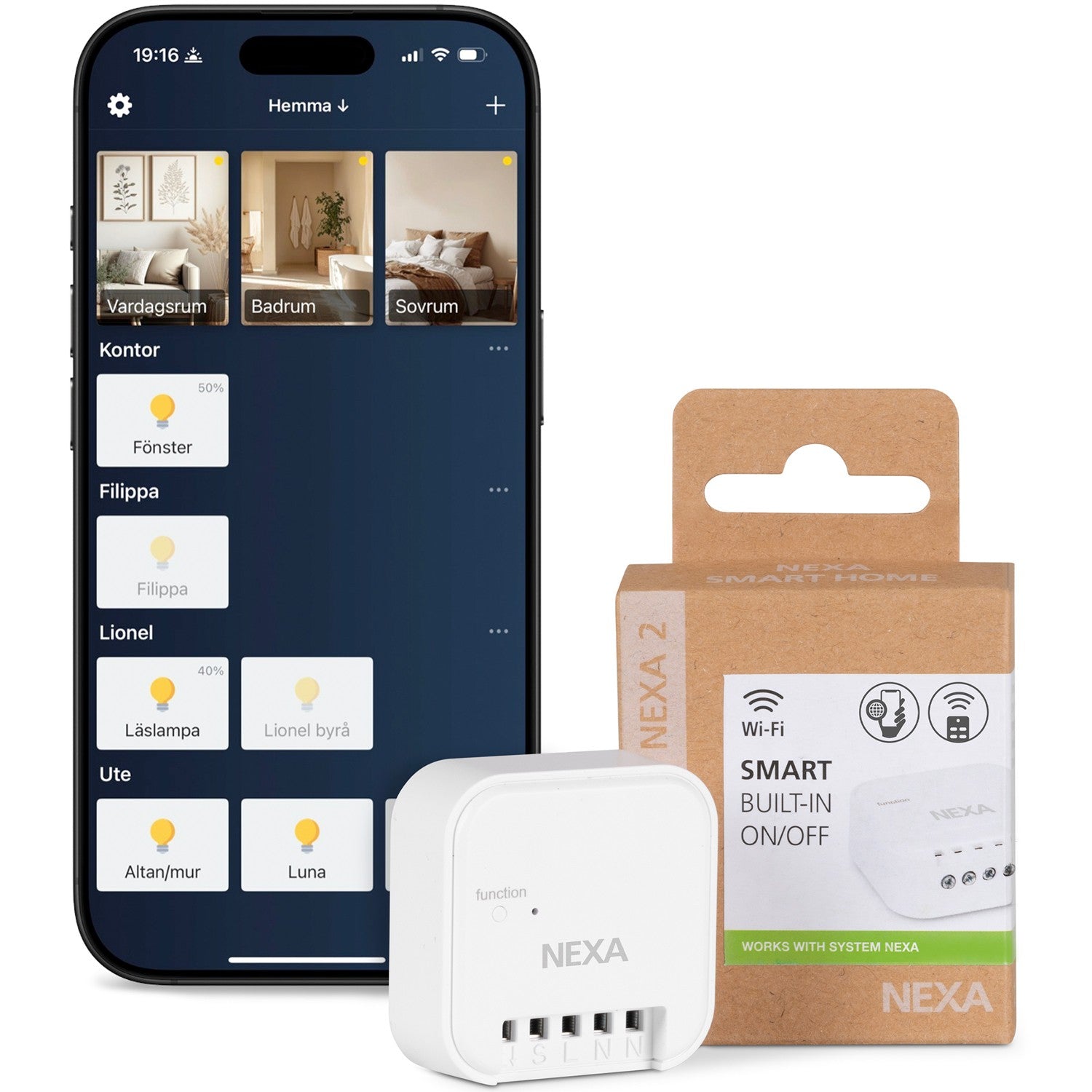 WBR-01 Smart Built-in Receiver On/Off 1800W System Nexa 2 WiFi/433