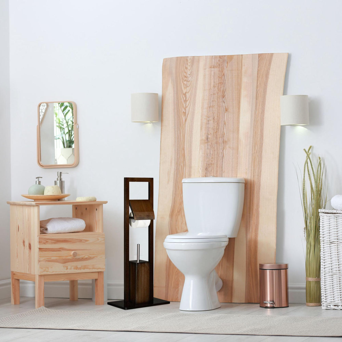 WC chair bamboo dark brown