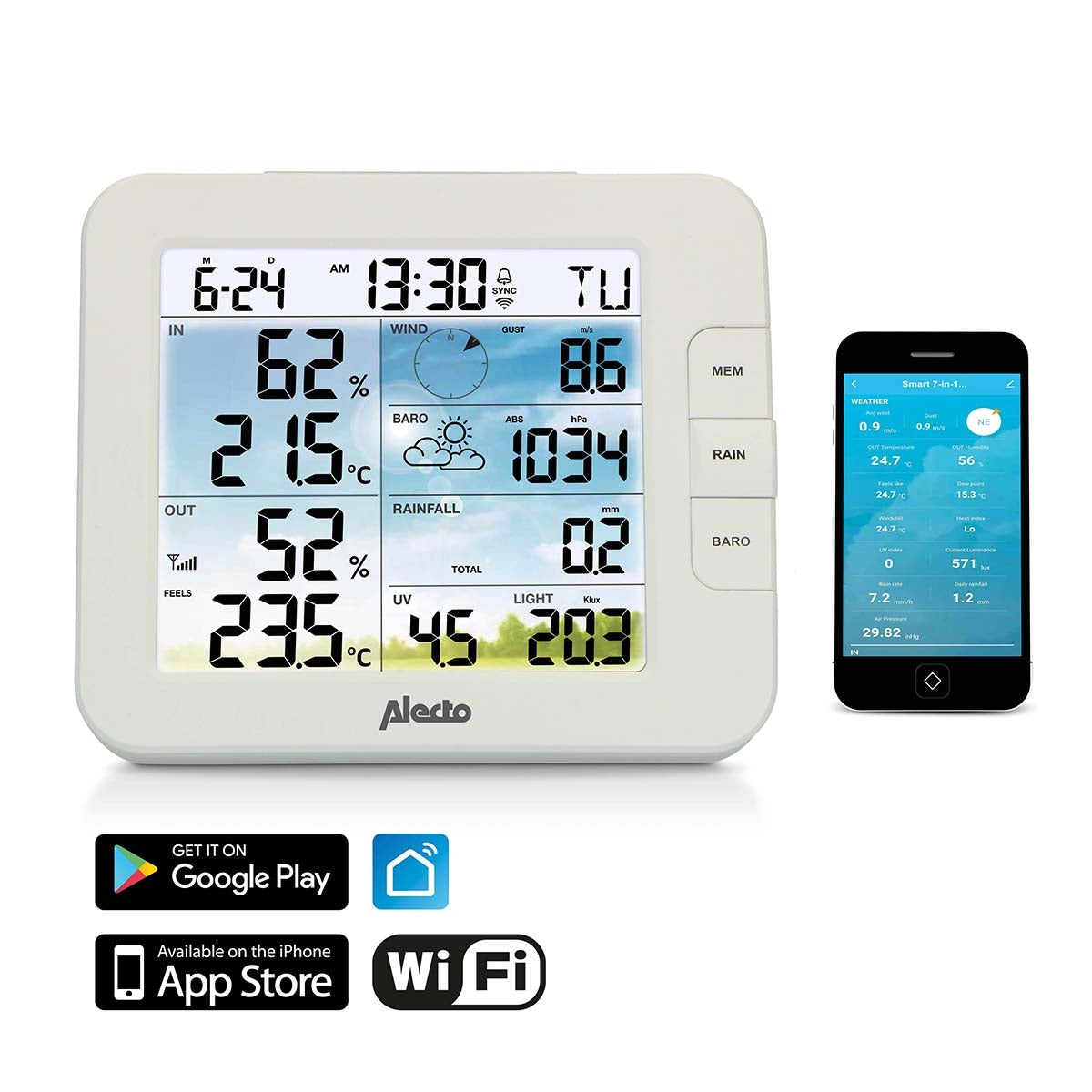 WS5400 Professional 8 in 1 wi-fi weather station with app and wireless outdoor sensor