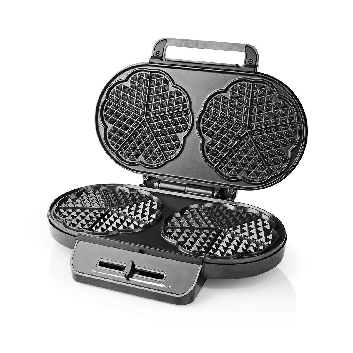Waffle Iron | 2 x 5 Heart shaped waffles | 12 cm | 1200 W | Automatic temperature control | Metal / Plastic
