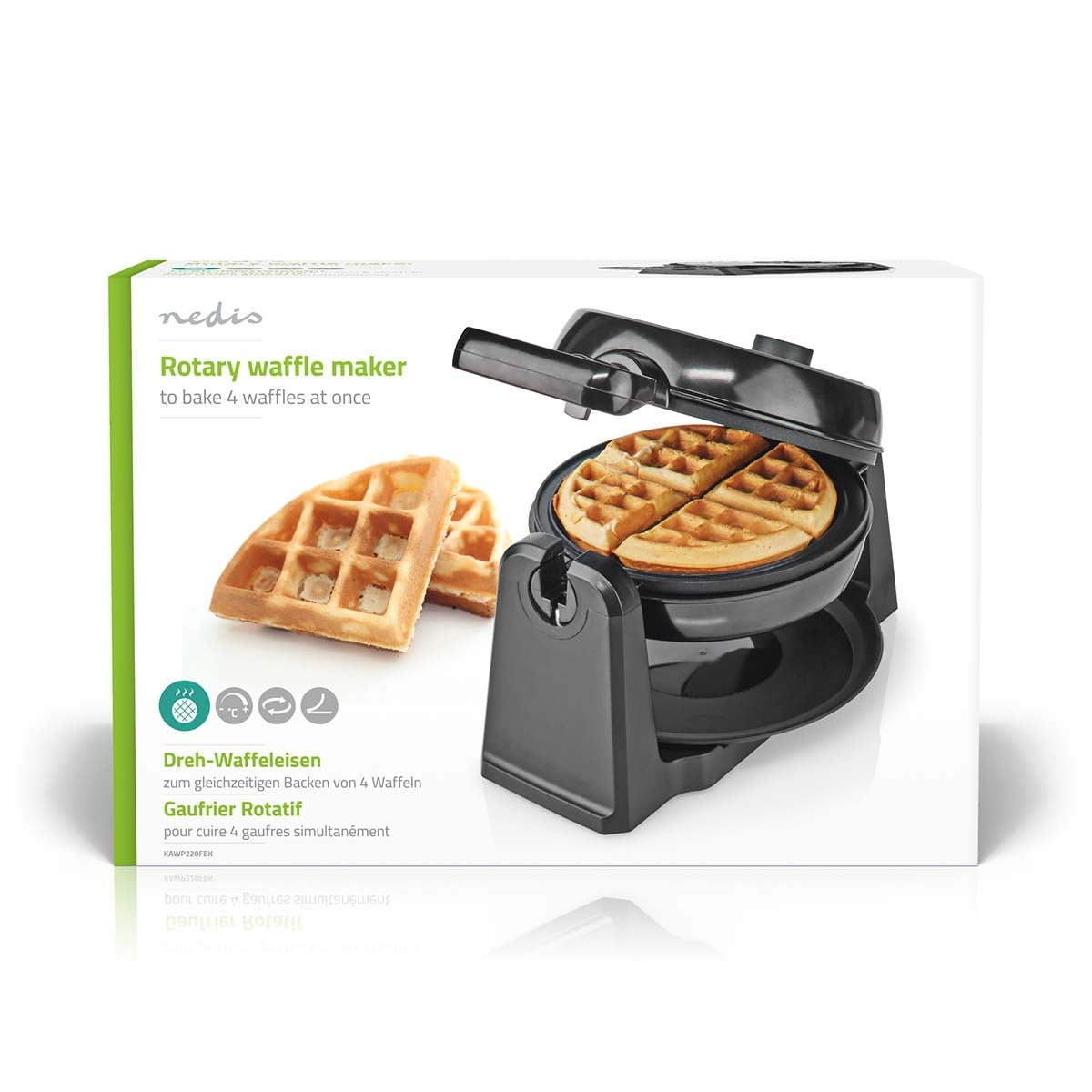 Waffle Iron | Belgian Waffles | 17 cm | 1000 W | Automatic temperature control | ABS / Stainless steel