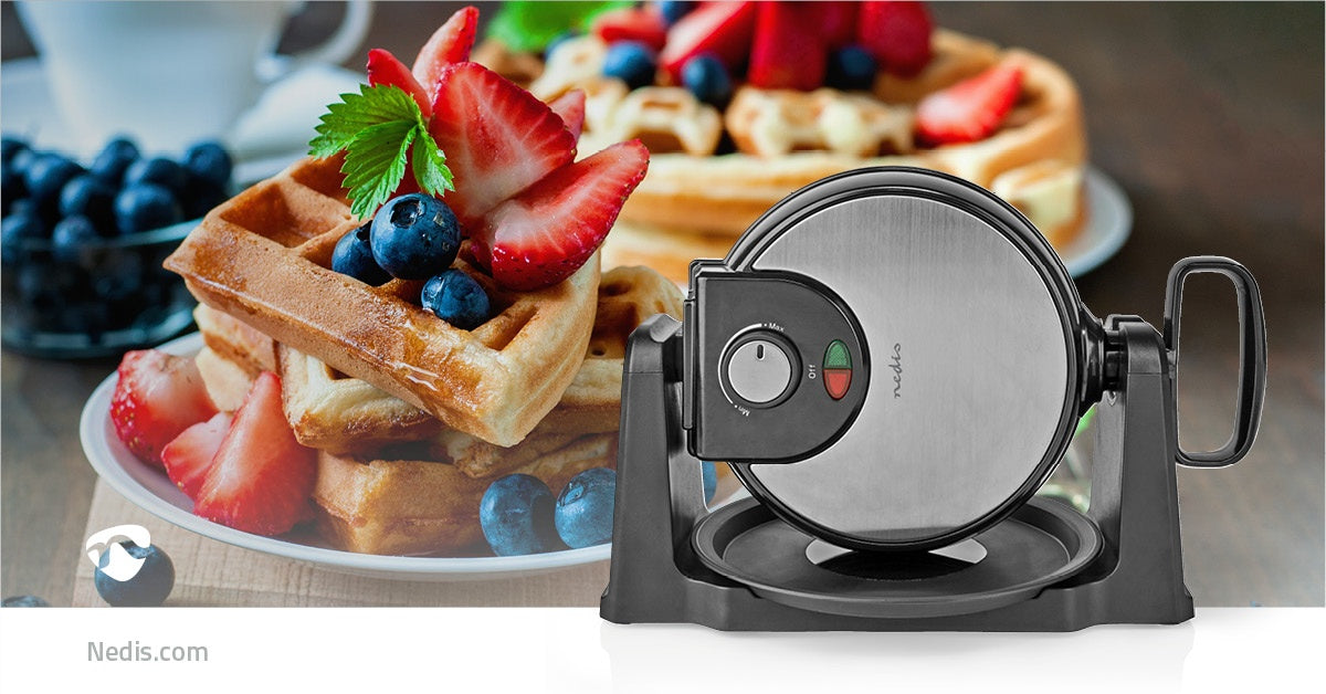Waffle Iron | Belgian Waffles | 17 cm | 1000 W | Automatic temperature control | ABS / Stainless steel