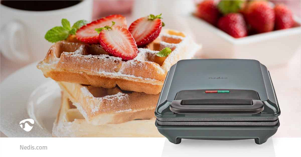 Waffle Iron | Belgian Waffles | 22 x 12.5 cm | 1200 W | Automatic temperature control | ABS / Aluminium
