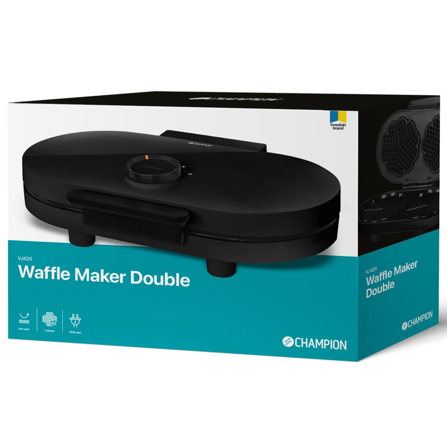 Waffle Iron Double 1600W VJ420 Black