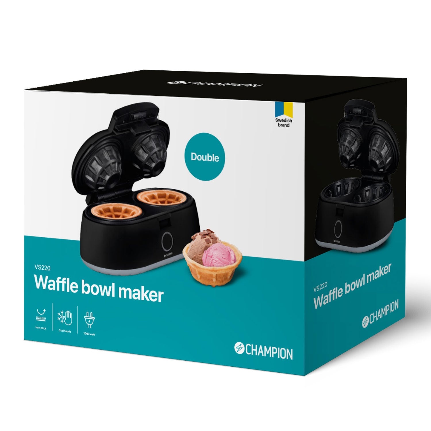 Waffle bowl iron Double 1000W VS220 Black