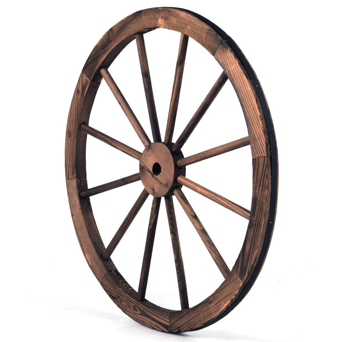 Wagon wheel wooden wheel decorative wagon with sheet iron brown 76x76x3.5 cm