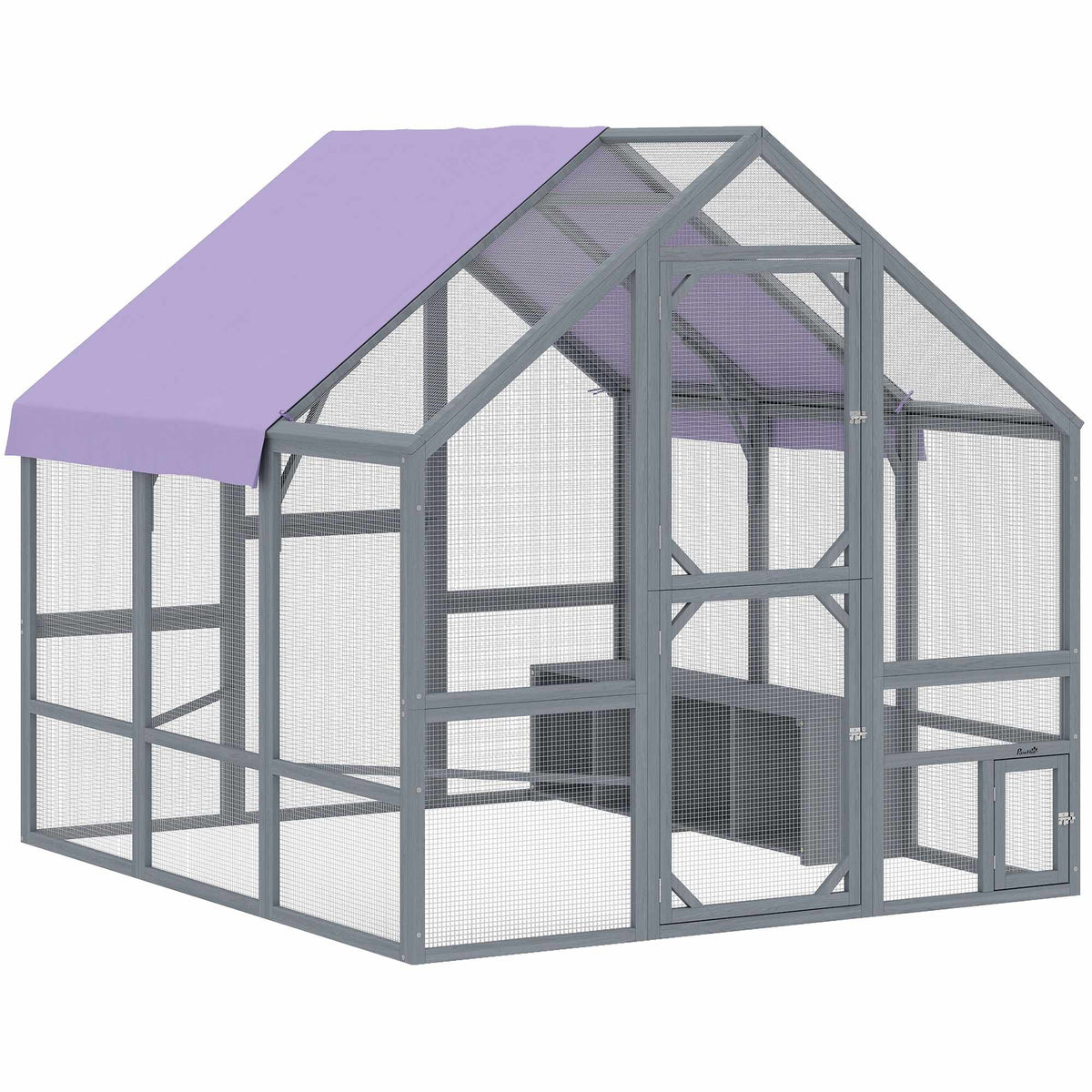 Walk-In Wooden Chicken Coop with Cover, 2 Nest Boxes, 8-10 Hens