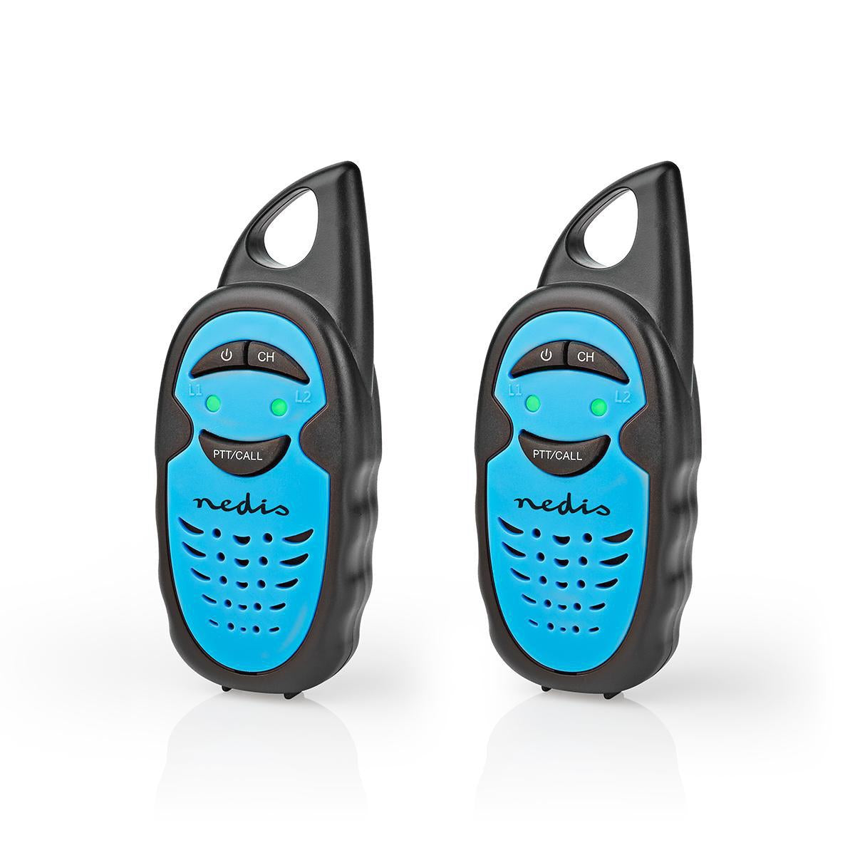 Walkie Talkie Set | 2 handsets | Up to 3 km | Frequency channels: 3 | PTT | Up to 3 hours | Blue / Black