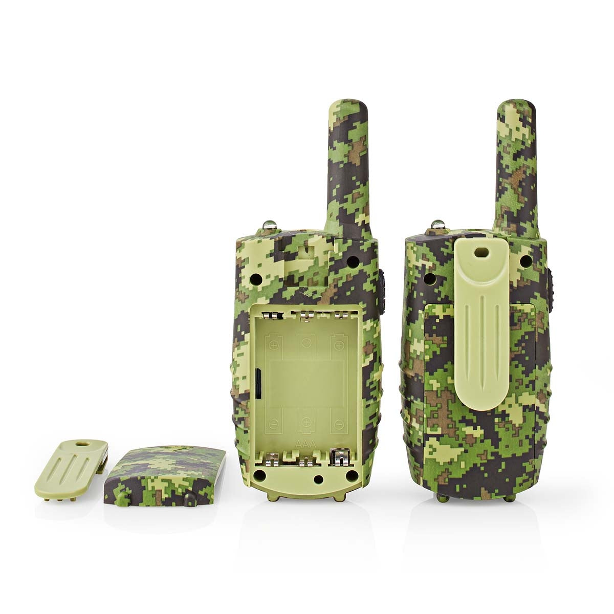 Walkie Talkie Set | 2 handsets | Up to 8 km | Frequency channels: 8 | PTT / VOX | Up to 2.5 hours | Headphone jack | 2 Headset | Suitcase included | Green
