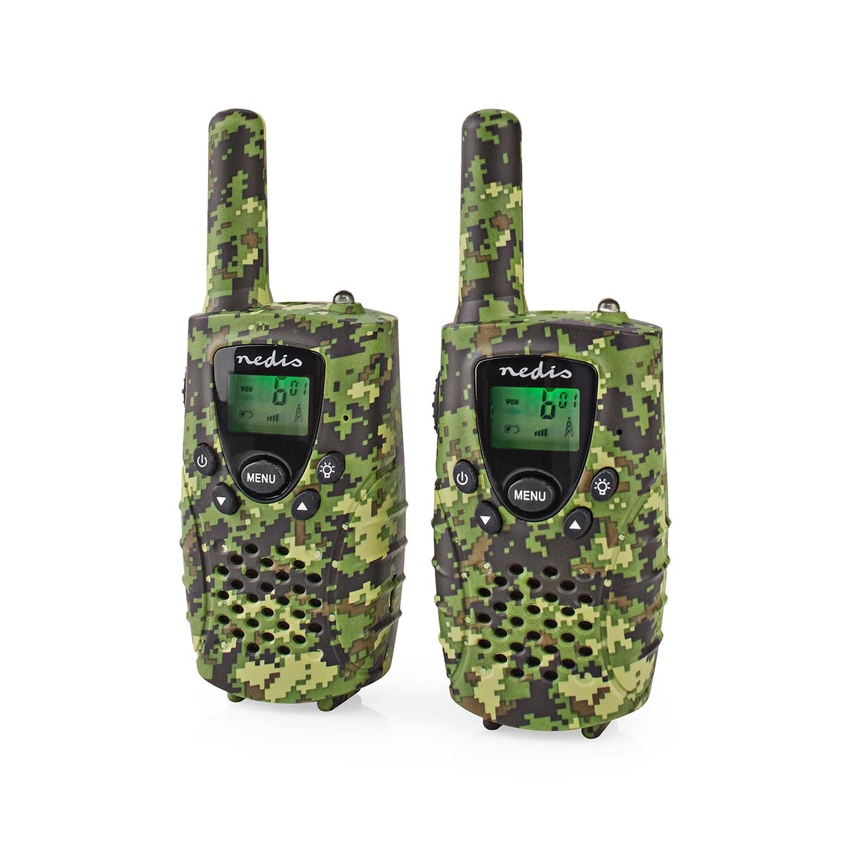 Walkie Talkie Set | 2 handsets | Up to 8 km | Frequency channels: 8 | PTT / VOX | Up to 2.5 hours | Headphone jack | 2 Headset | Suitcase included | Green