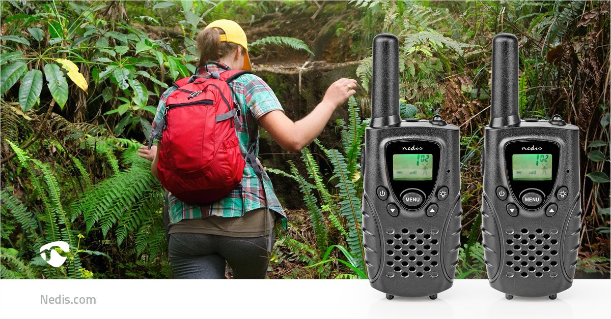 Walkie Talkie Set | 2 handsets | Up to 8 km | Frequency channels: 8 | PTT / VOX | Up to 2.5 hours | Headphone jack | Black