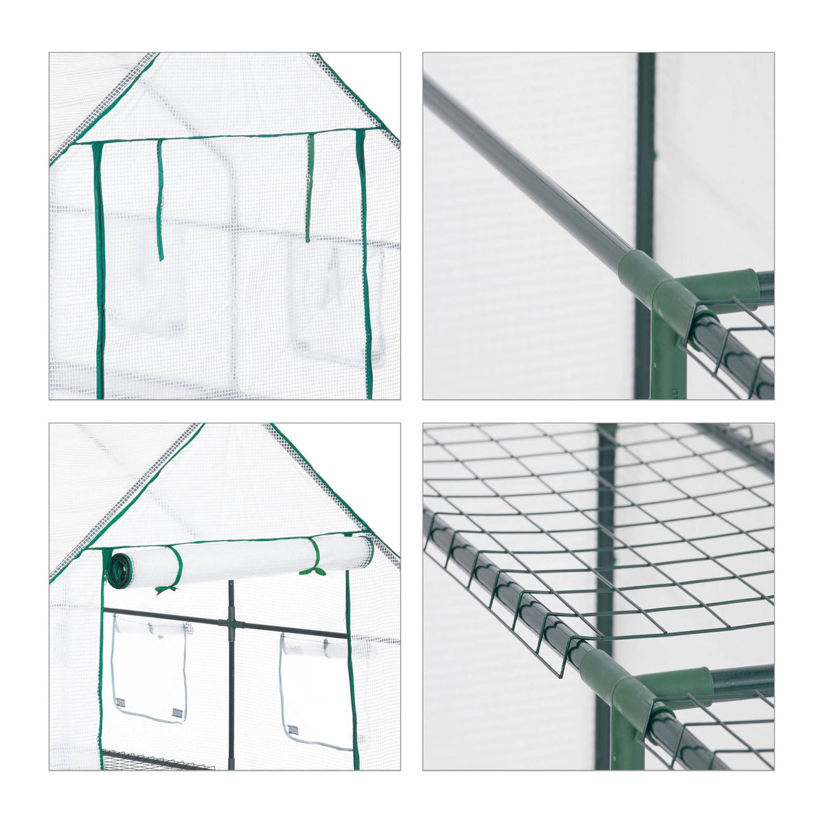 Walk-in greenhouse with 4 windows