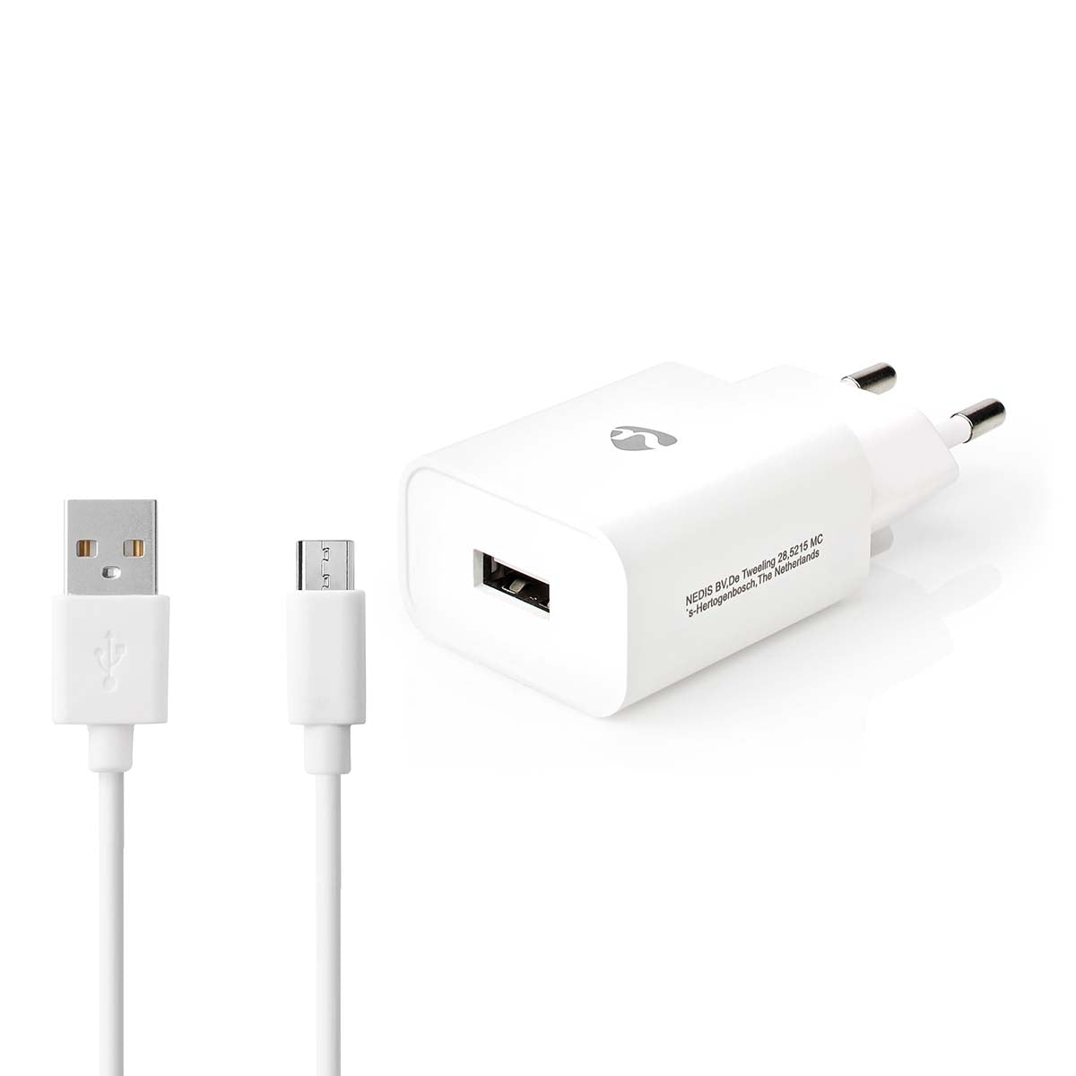 Wall Charger | 12 W| Fast charging function | 1x 2.1 A A | Number of outputs: 1 | USB-A | Micro USB (Loose) Cable | 1.00 m | Single Voltage Output