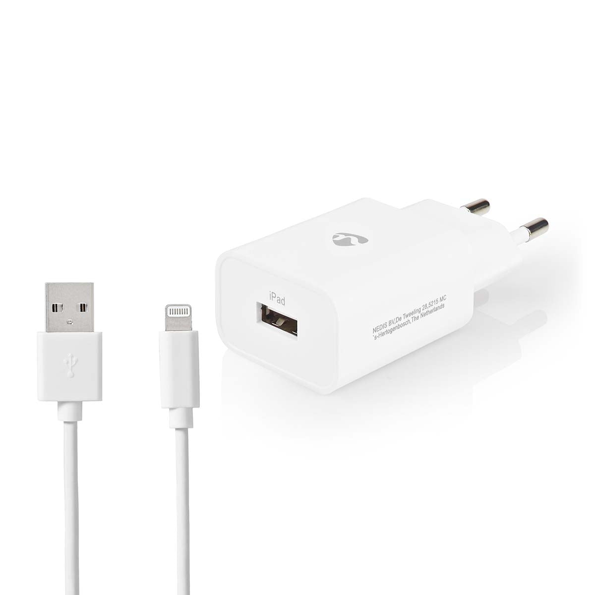 Wall Charger | 12 W| Fast charging function | 1x 2.4 A A | Number of outputs: 1 | USB-A | Lightning 8-Pin (Loose) Cable | 1.00 m | Single Voltage Output