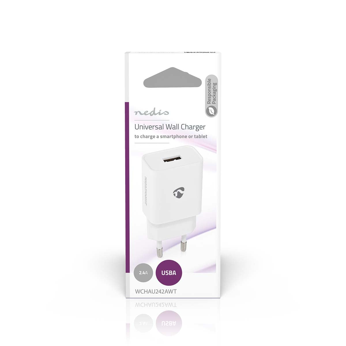 Wall Charger | 12 W| Fast charging function | 1x 2.4 A A | Number of outputs: 1 | USB-A | Without cable | Single Voltage Output