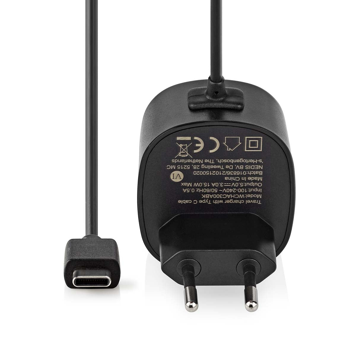 Wall Charger | 15 W| Fast charging function | 1x 3.0 A| Number of outputs: 1 | USB-C™ (Fixed) Cable | 1.50 m | Single Voltage Output