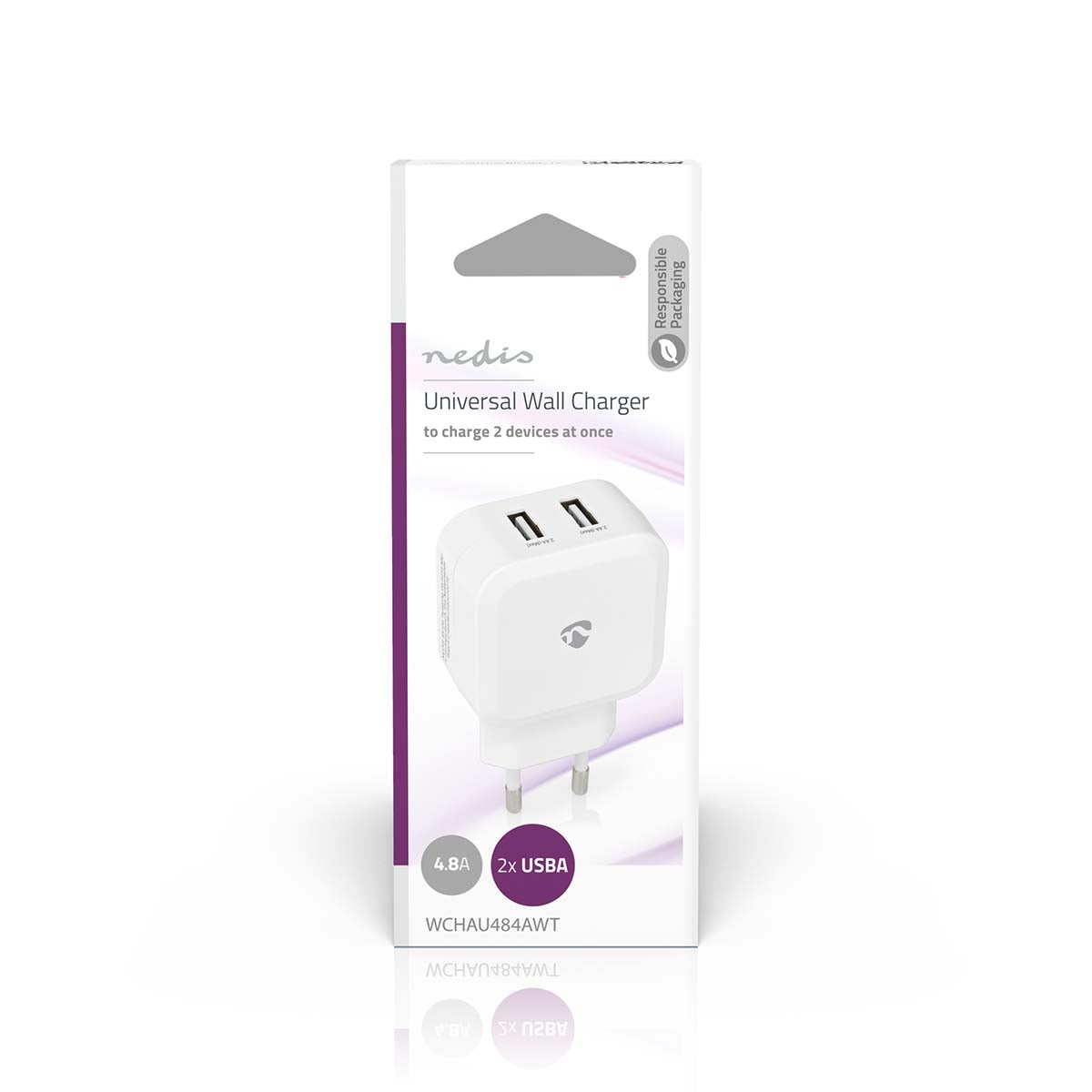 Wall Charger | 24 W| Fast charging function | 2x 2.4 A A | Number of outputs: 2 | 2x USB-A | Without cable | Single Voltage Output