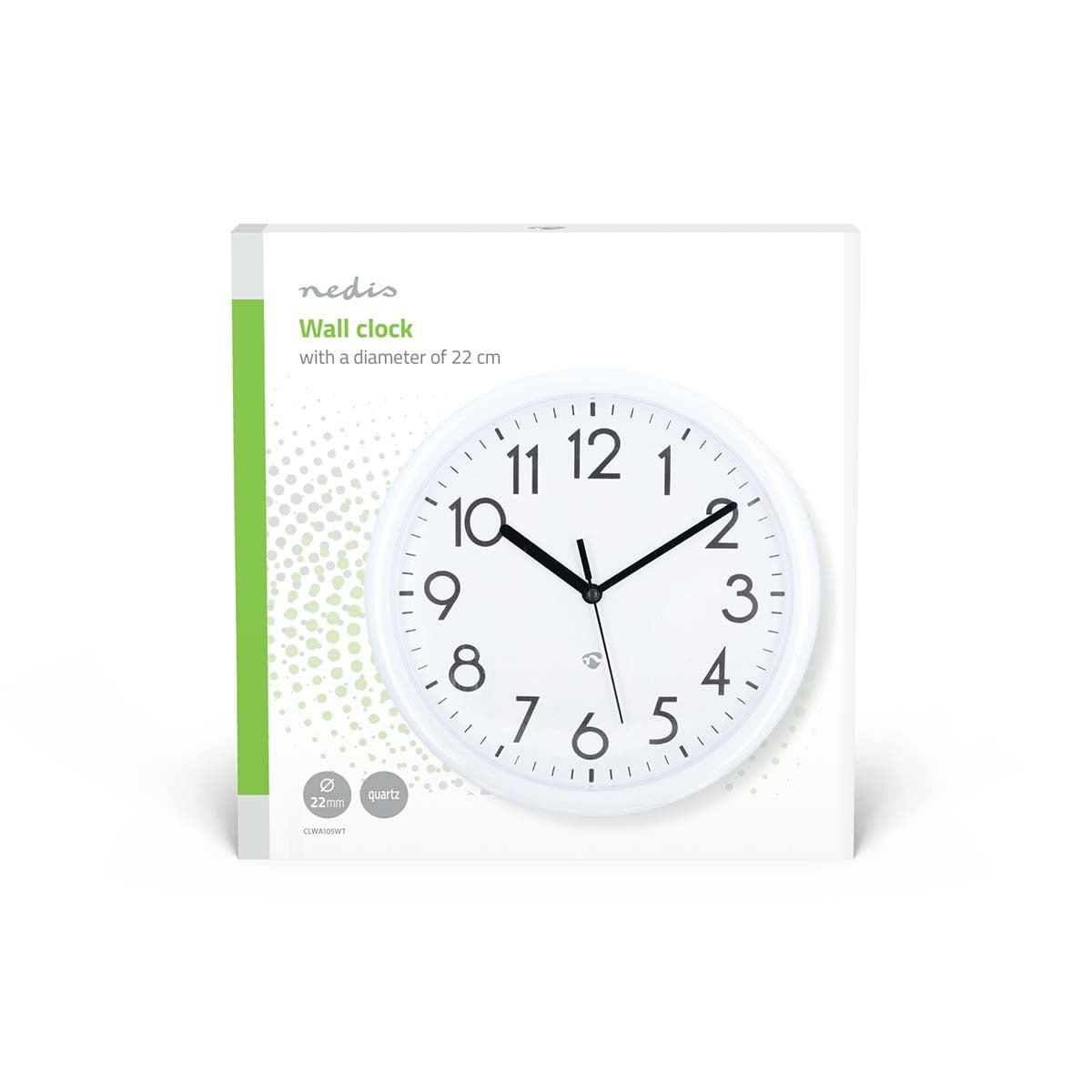 Wall Clock | Diameter: 220 mm | Plastic | White