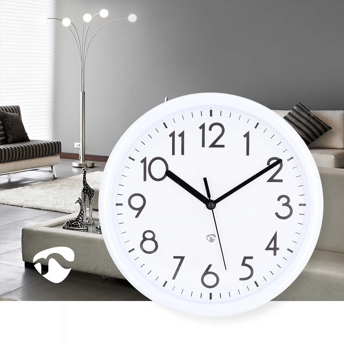 Wall Clock | Diameter: 220 mm | Plastic | White