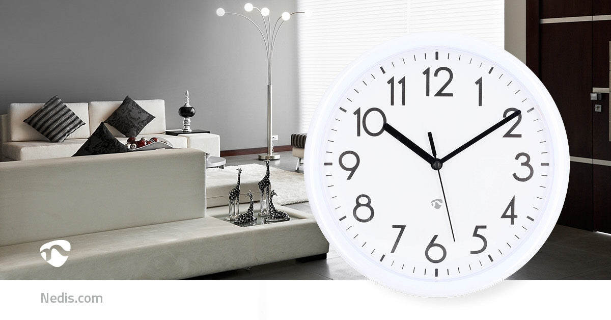 Wall Clock | Diameter: 220 mm | Plastic | White