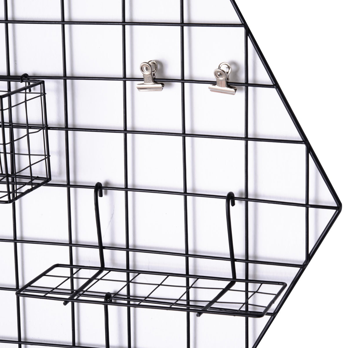 Wall Grid Wall Decor Diy Picture Shelf, Metal, Black, 50X44X8Cm, For Photos & Notes