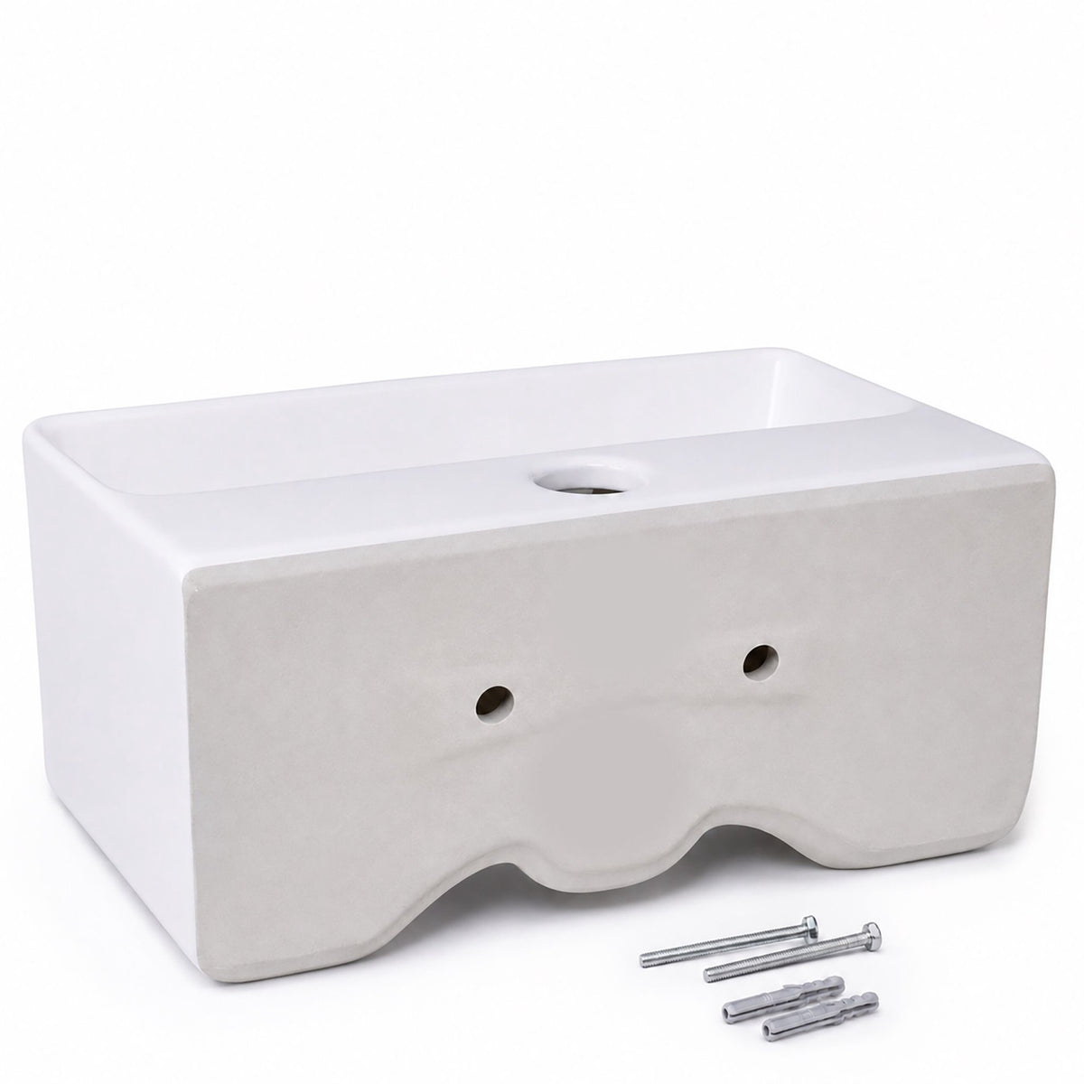 Wall-Hung Ceramic Basin with Tap Hole, 37 x 27 cm