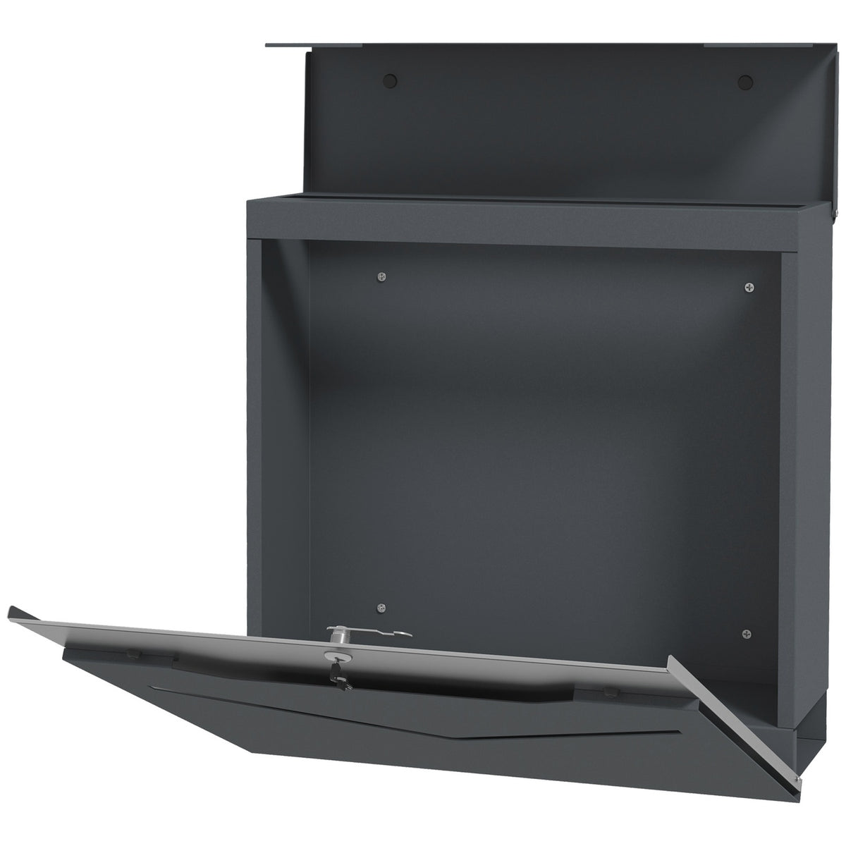 Wall Mailbox Anthracite With Newspaper Compartment, Viewing Window, 2 Keys, Galvanized Steel, 37X10.5X37Cm