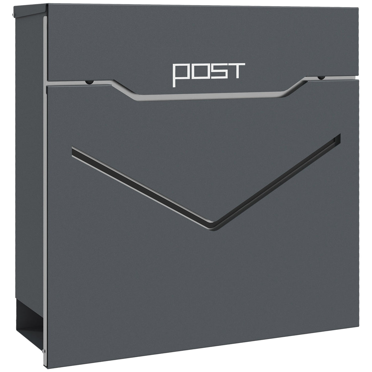 Wall Mailbox Anthracite With Newspaper Compartment, Viewing Window, 2 Keys, Galvanized Steel, 37X10.5X37Cm