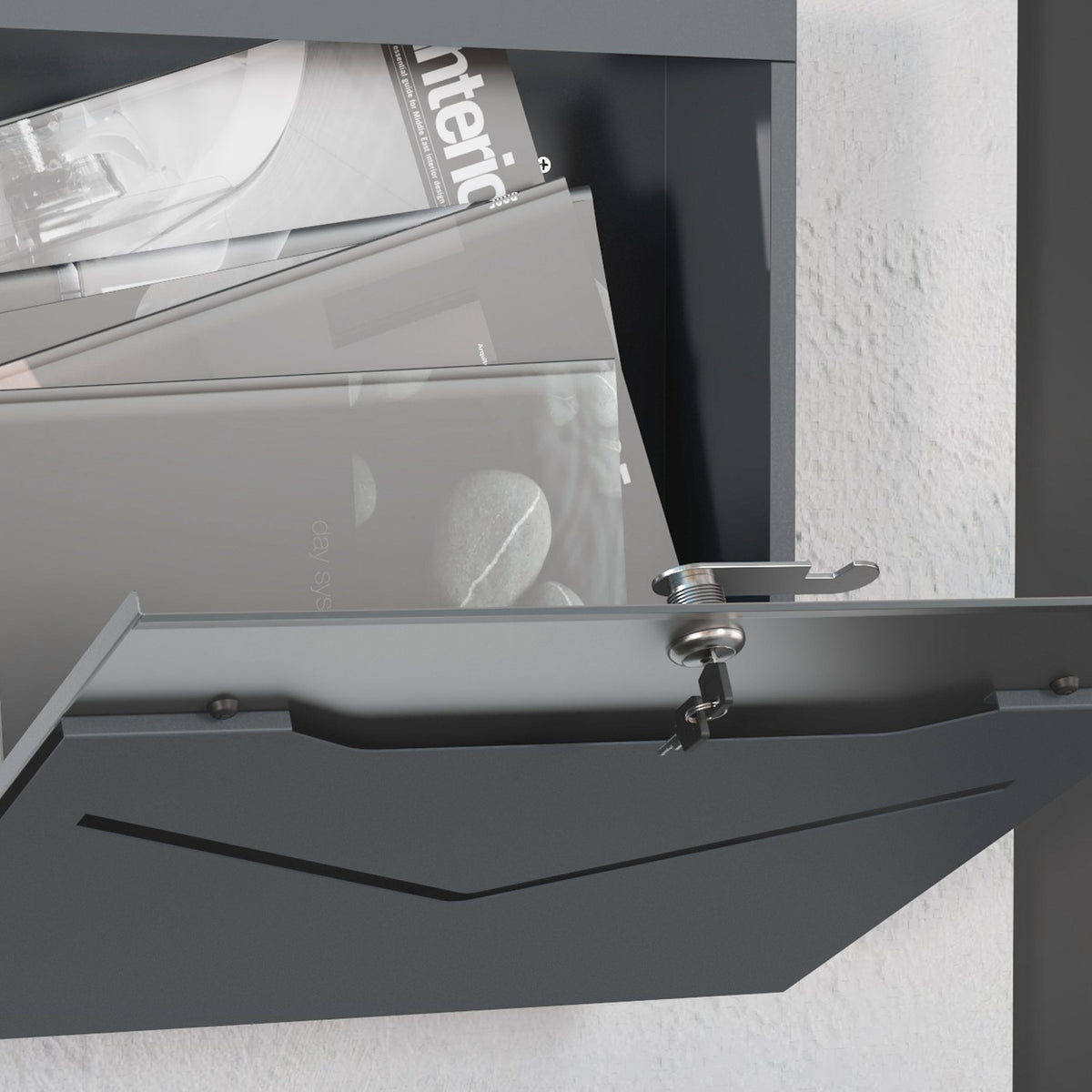Wall Mailbox Anthracite With Newspaper Compartment, Viewing Window, 2 Keys, Galvanized Steel, 37X10.5X37Cm