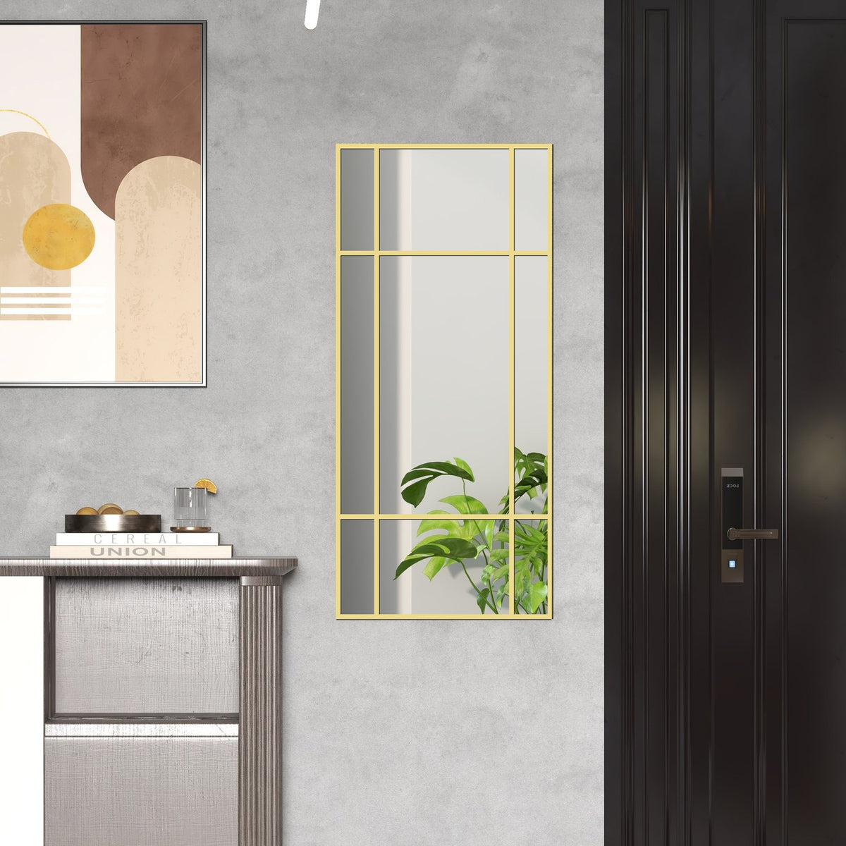 Wall Mirror 110 x 50 cm Decorative Mirror with Metal Frame Rectangular Mirror for Bedroom Bathroom Gold