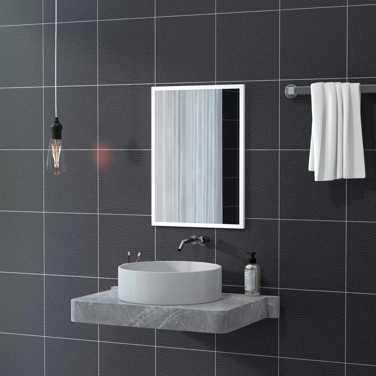 Wall Mirror 50x70 cm, MDF Frame, Easy Mounting