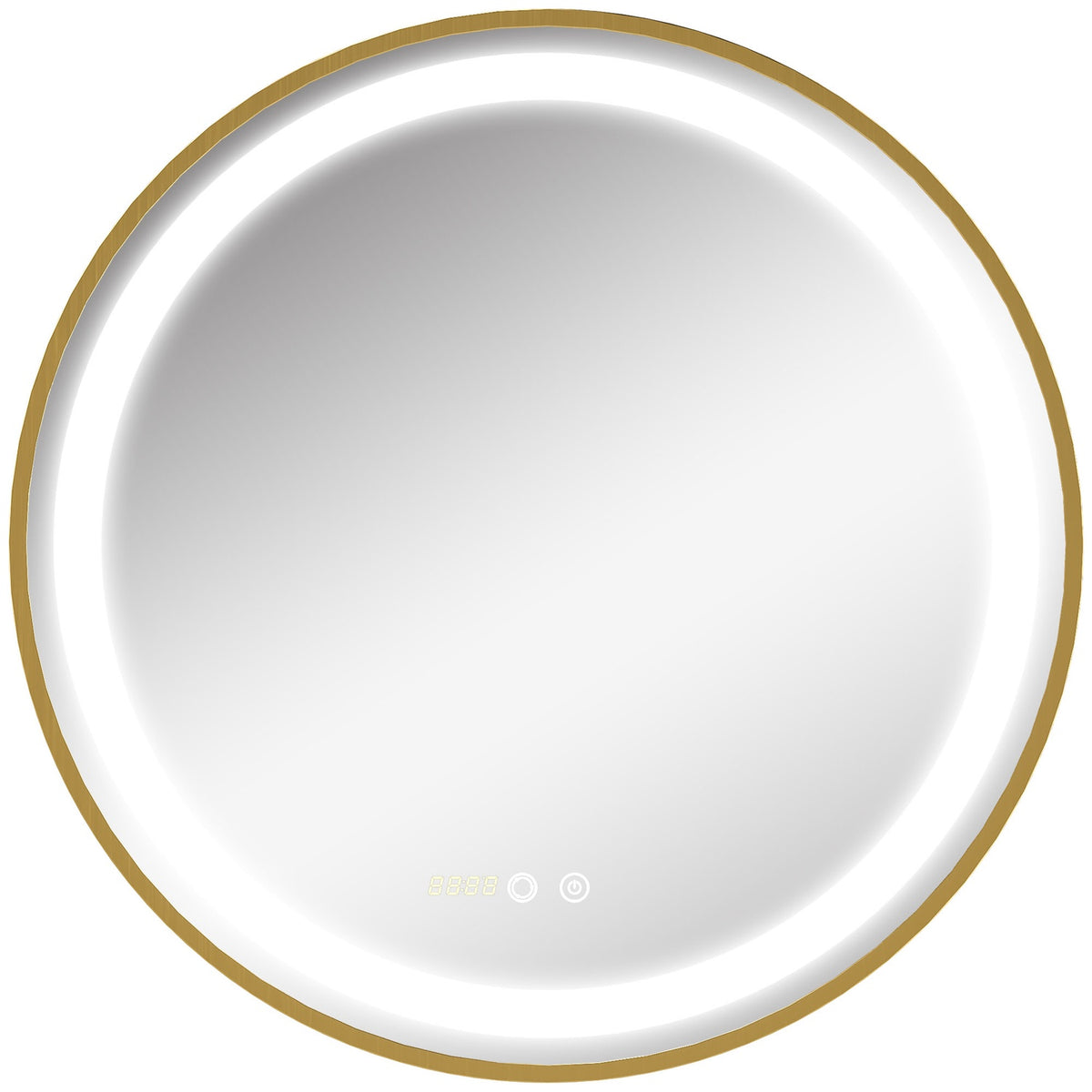 Wall Mirror Dimmable Bathroom Mirror With Led Light, Memory Function And Time Display, Ip44, Aluminum Alloy, 60X60Cm