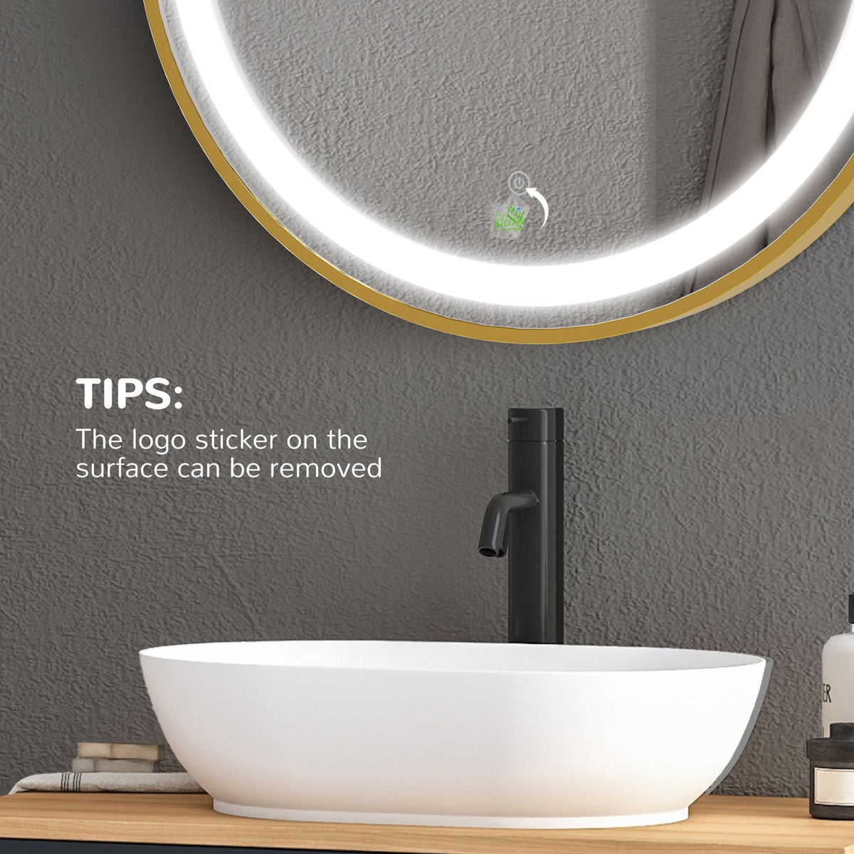 Wall Mirror Dimmable Bathroom Mirror With Led Light, Memory Function And Time Display, Ip44, Aluminum Alloy, 60X60Cm