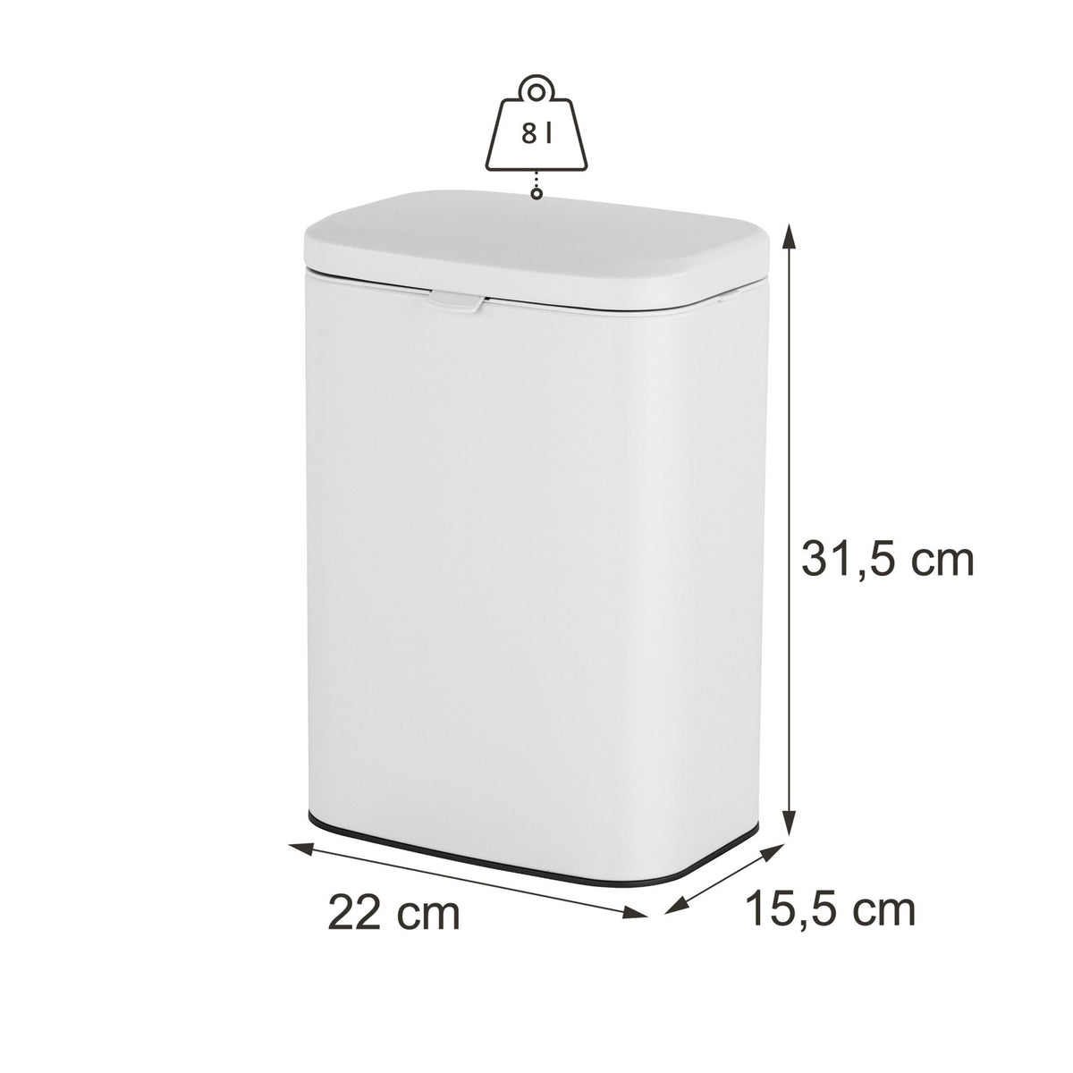 Wall-Mount Bin, White, 8L – Kitchen & Bathroom Use