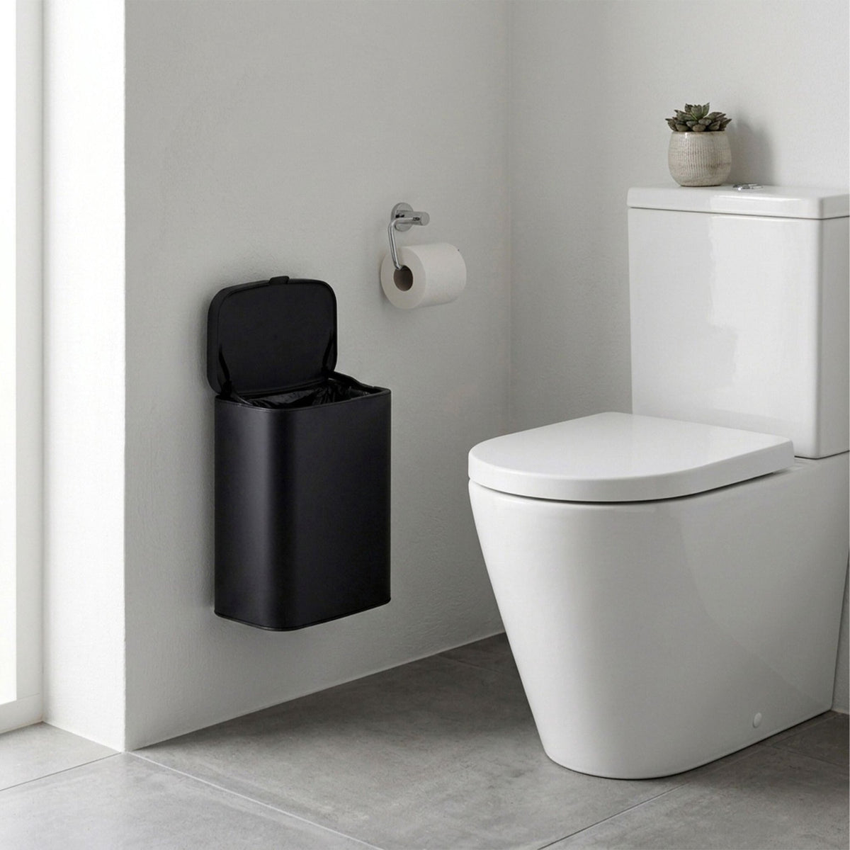 Wall-Mount Waste Bin, Black, 8L, Removable Inner Bin