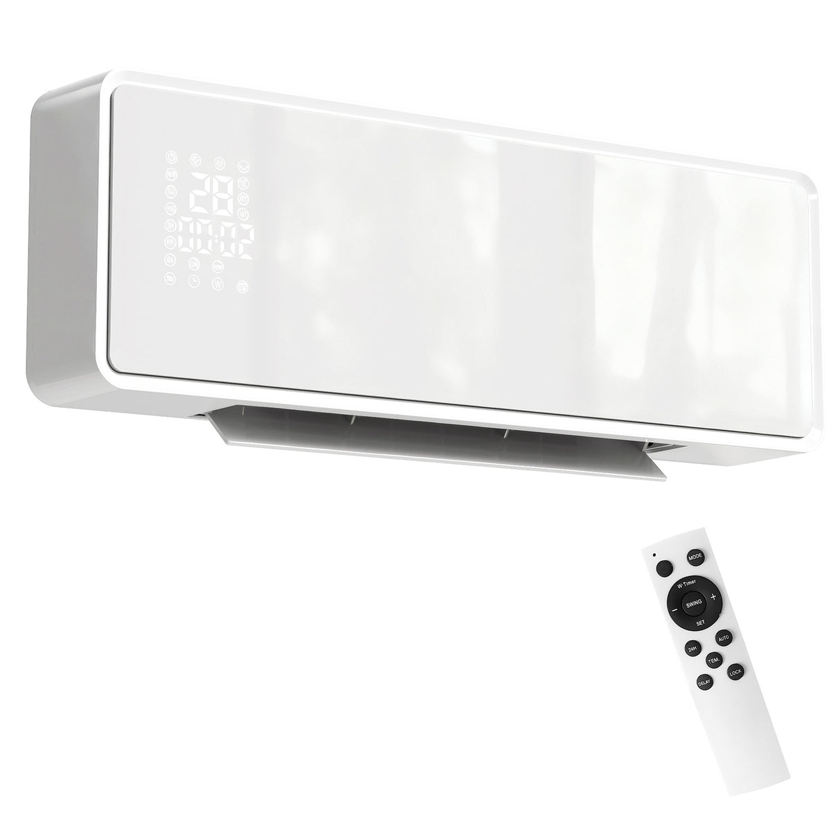 Wall-Mounted 2000W Ceramic Heater, Thermostat, Timer