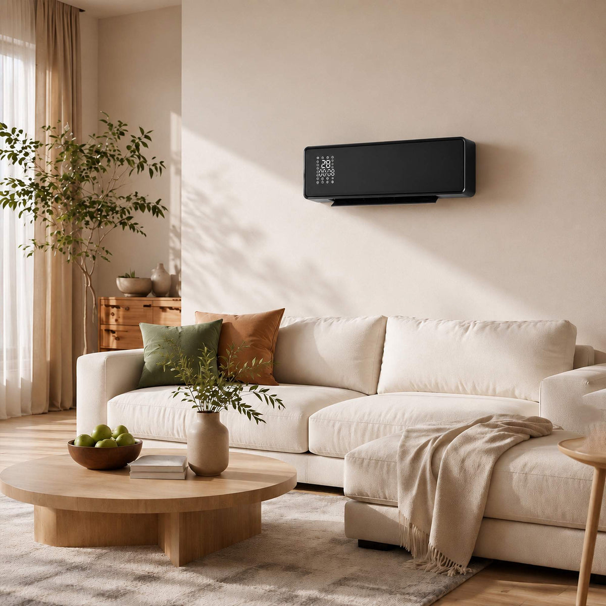 Wall-Mounted 2000W Ceramic Heater with Remote & Timer