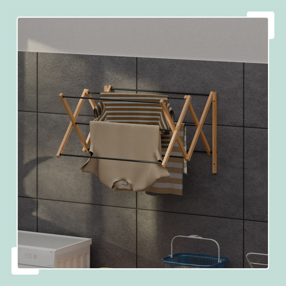 Wall-Mounted Bamboo Metal Drying Rack – Extendable