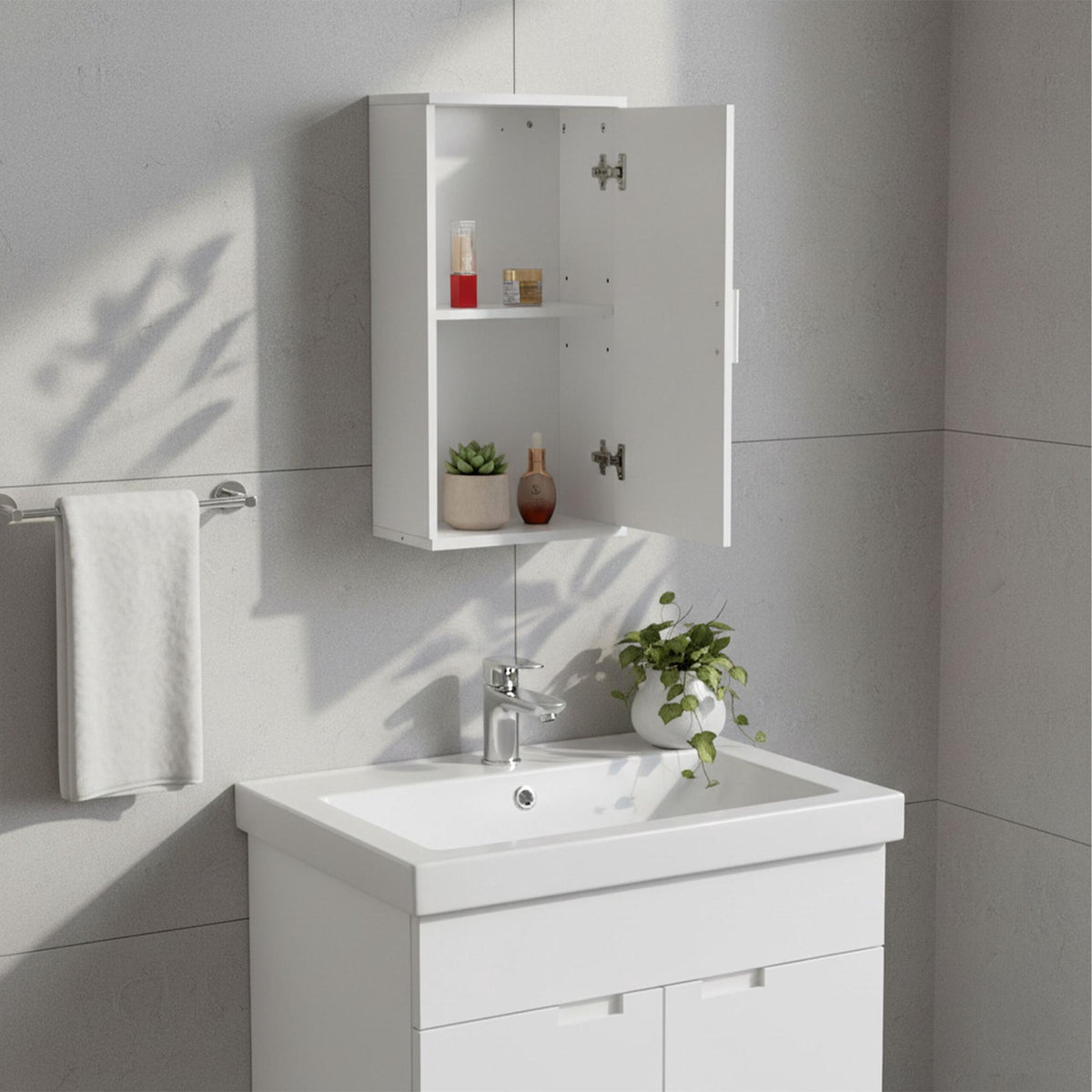 Wall-Mounted Bathroom Cabinet – Narrow, 2 Compartments, Adjustable