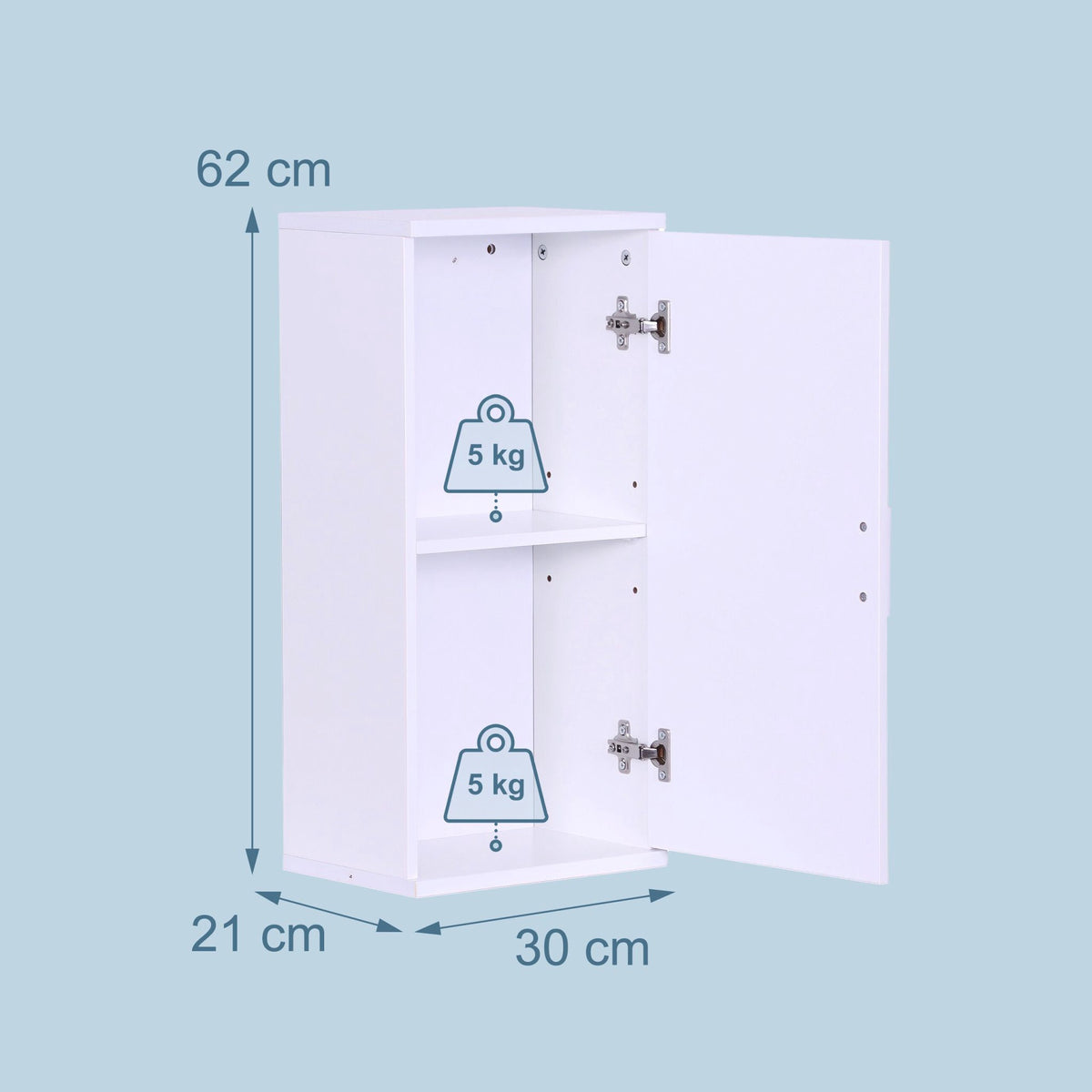 Wall-Mounted Bathroom Cabinet – Narrow, 2 Compartments, Adjustable