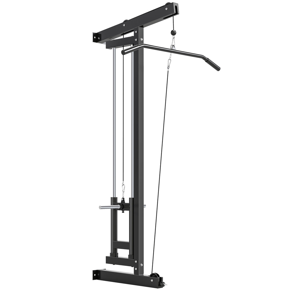 Wall-Mounted Cable Machine, Steel, Black, Home Gym Equipment
