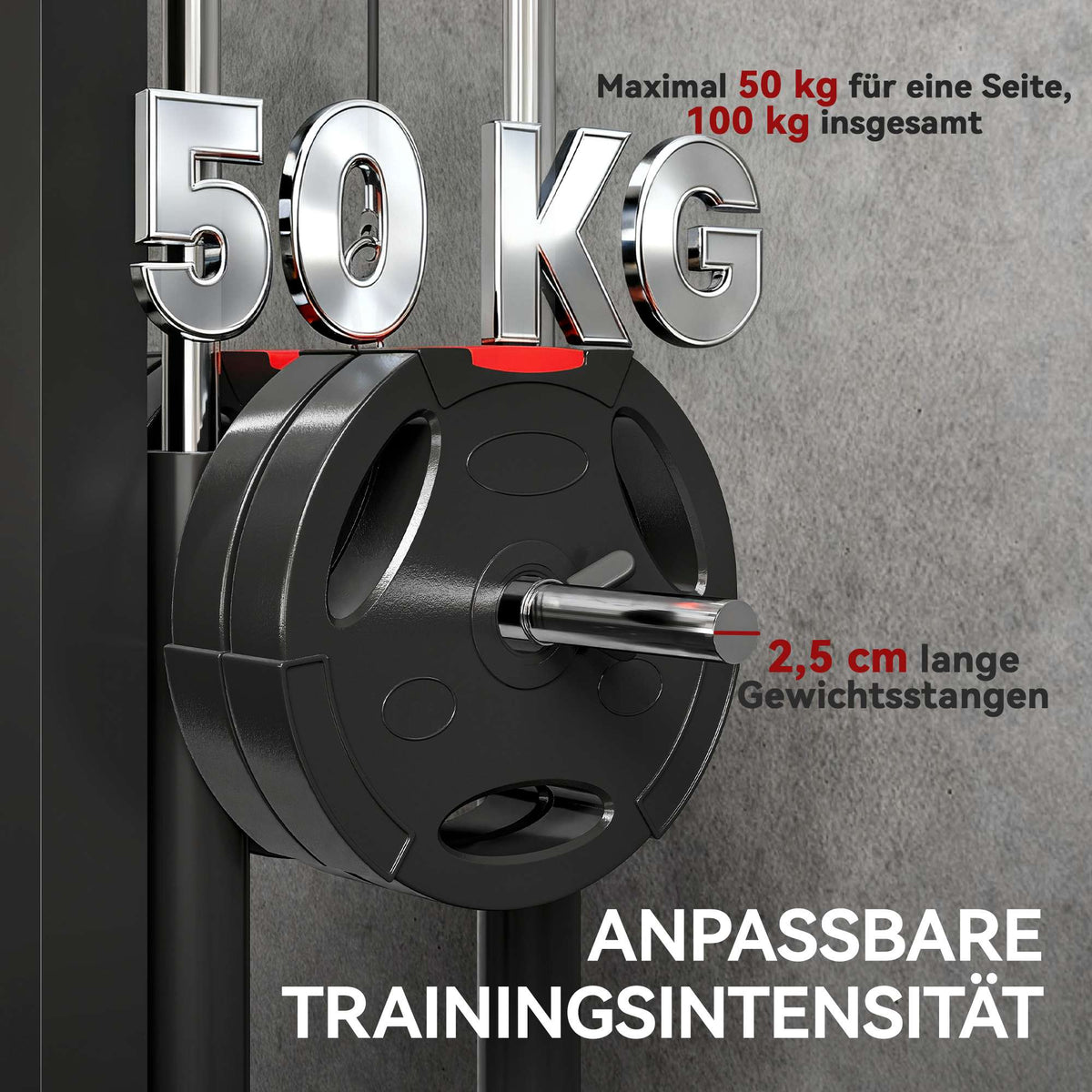 Wall-Mounted Cable Machine, Steel, Black, Home Gym Equipment