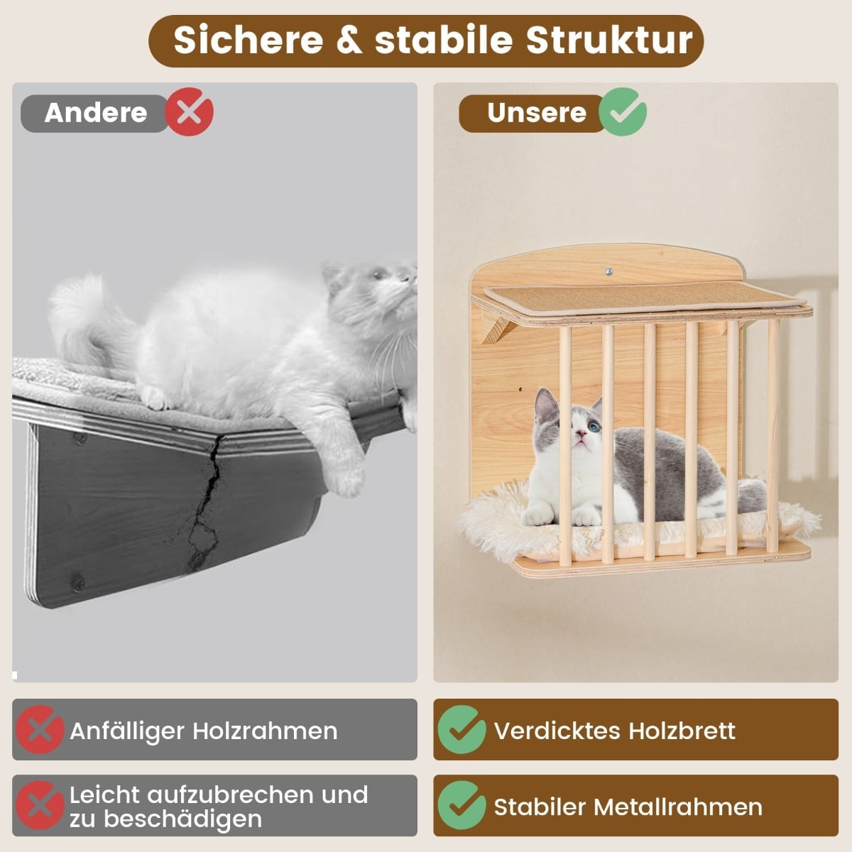Wall-Mounted Cat Climbing Set with Hammock & Scratching Posts