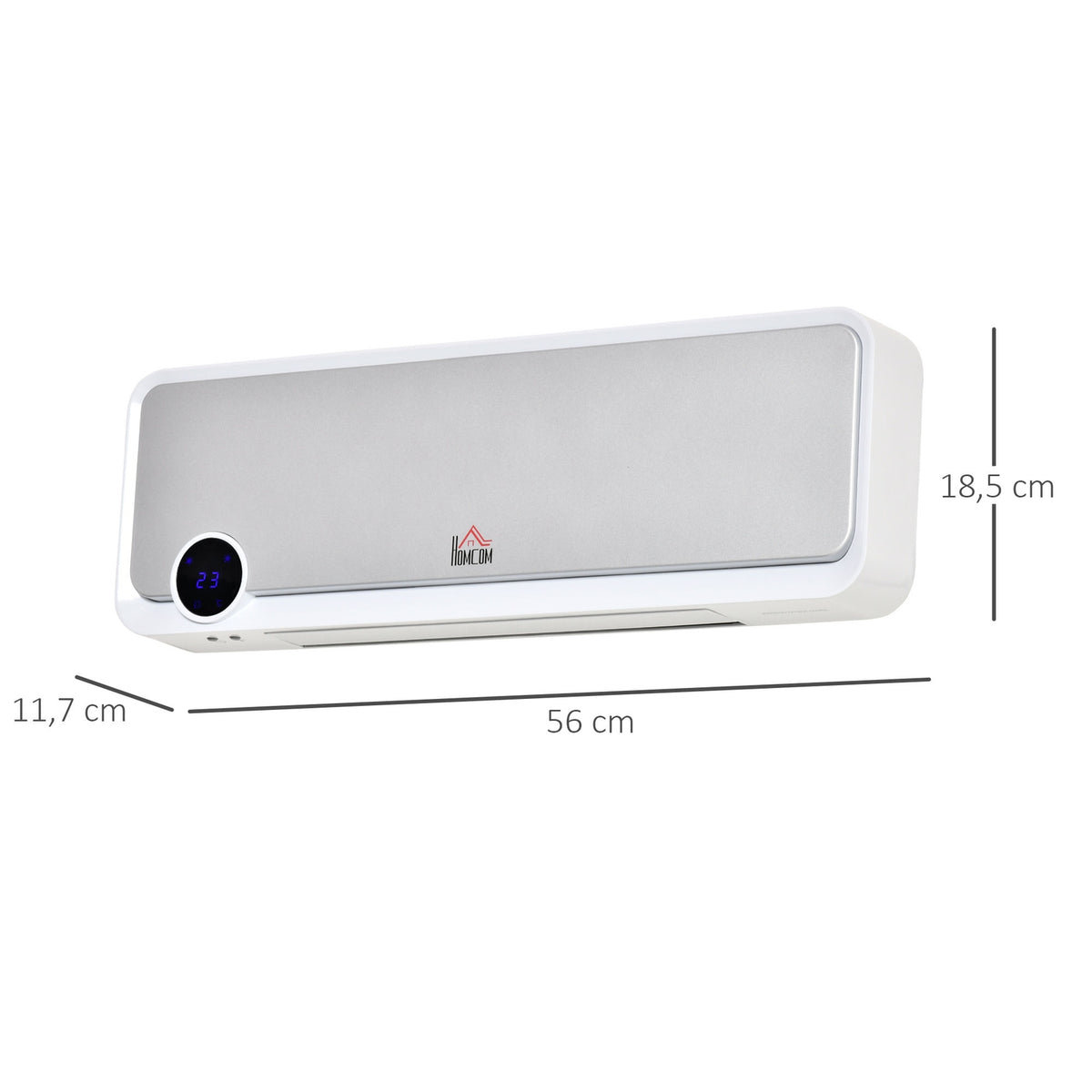 Wall-Mounted Ceramic Heater, Remote, Timer, IPX2