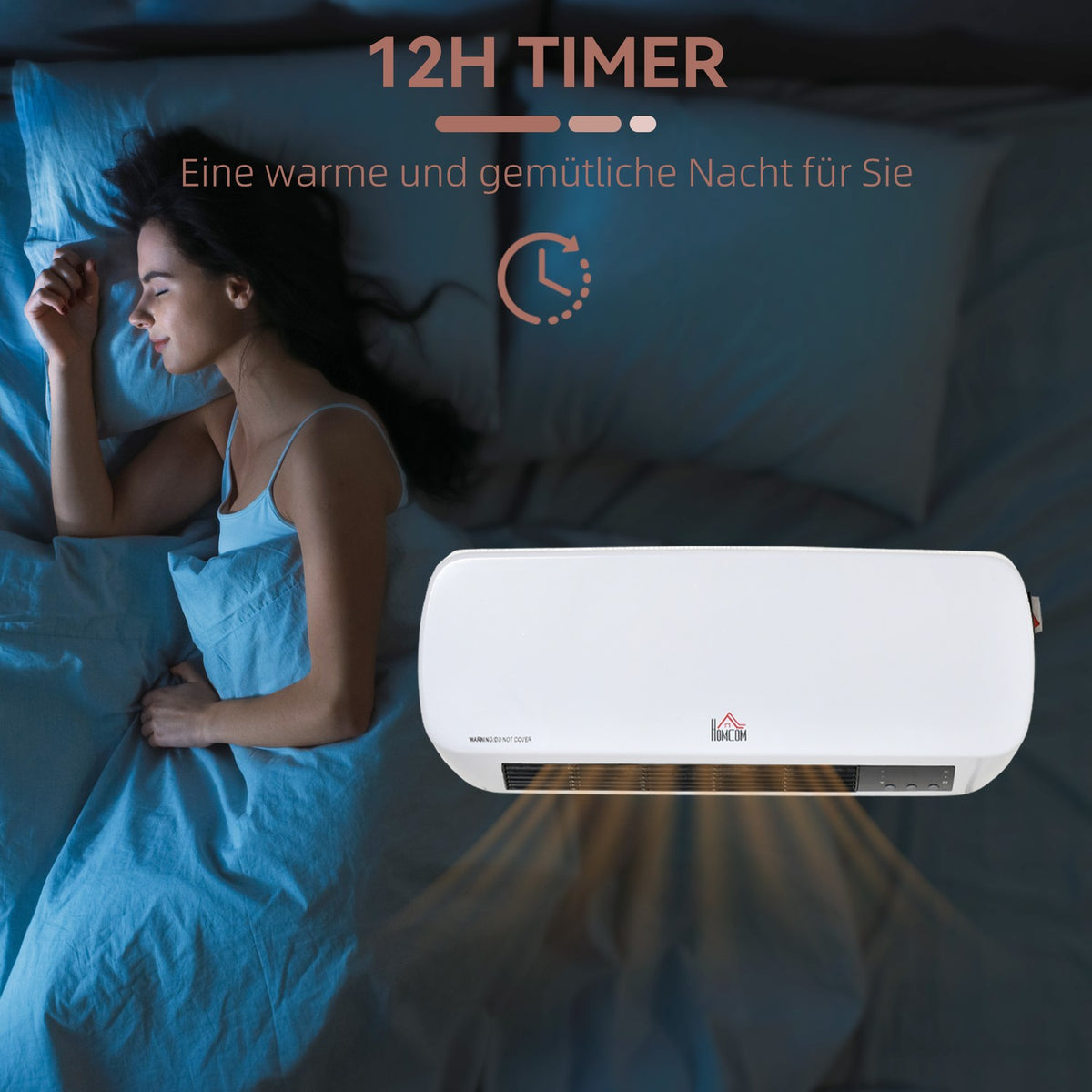 Wall-Mounted Ceramic Heater with Remote, Timer, IPX2