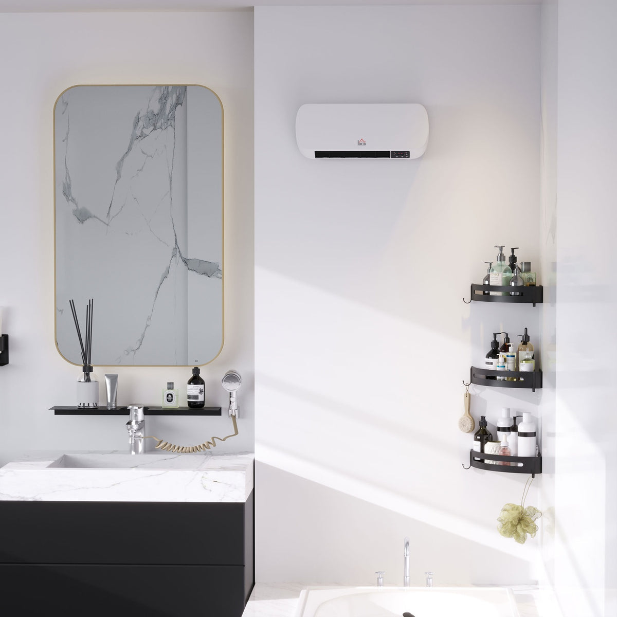 Wall-Mounted Ceramic Heater with Remote, Timer, IPX2