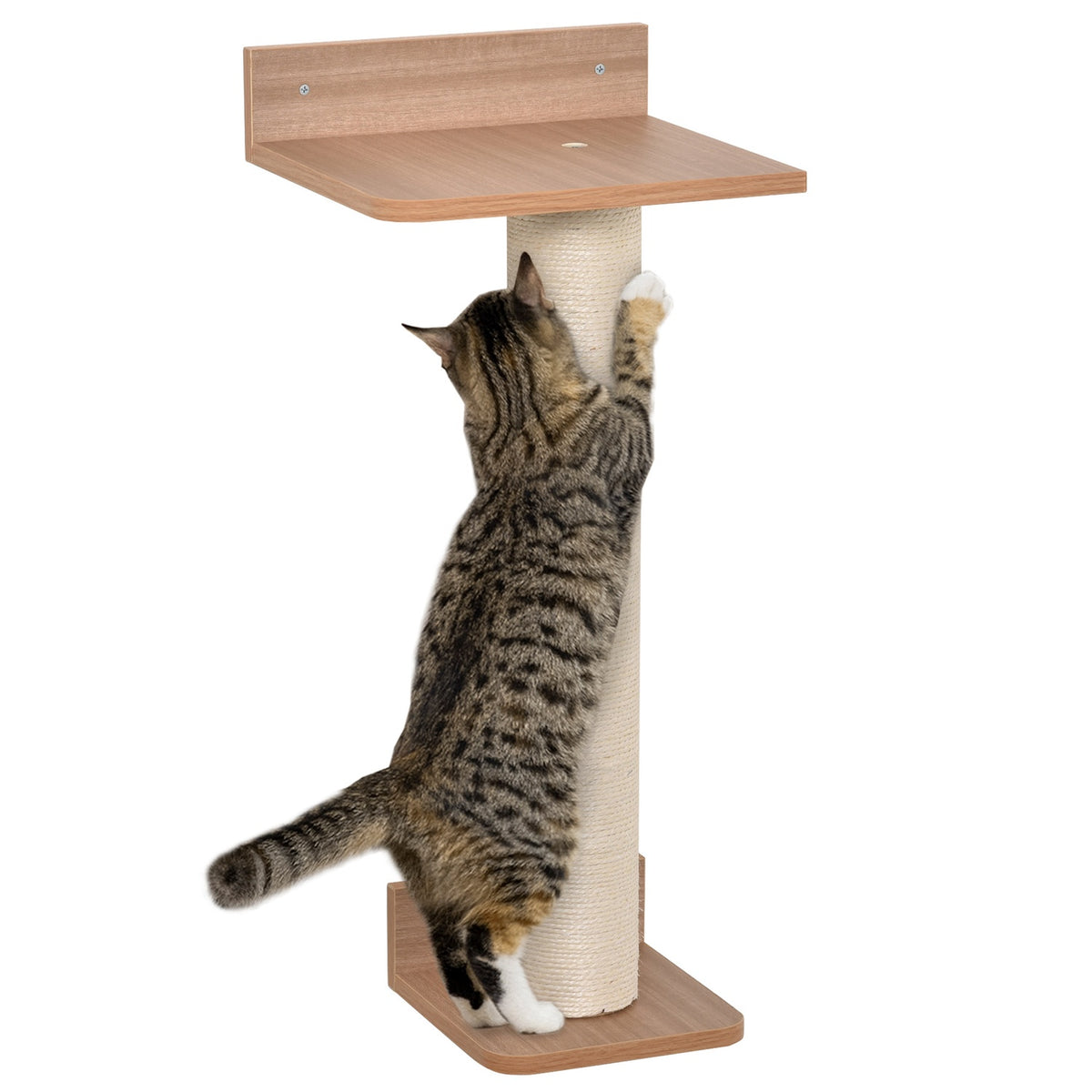 Wall-Mounted Climbing Tree For Cats Scratching Post With Cat Boards, Sisal Covering, Natural, 30X27.5X63Cm