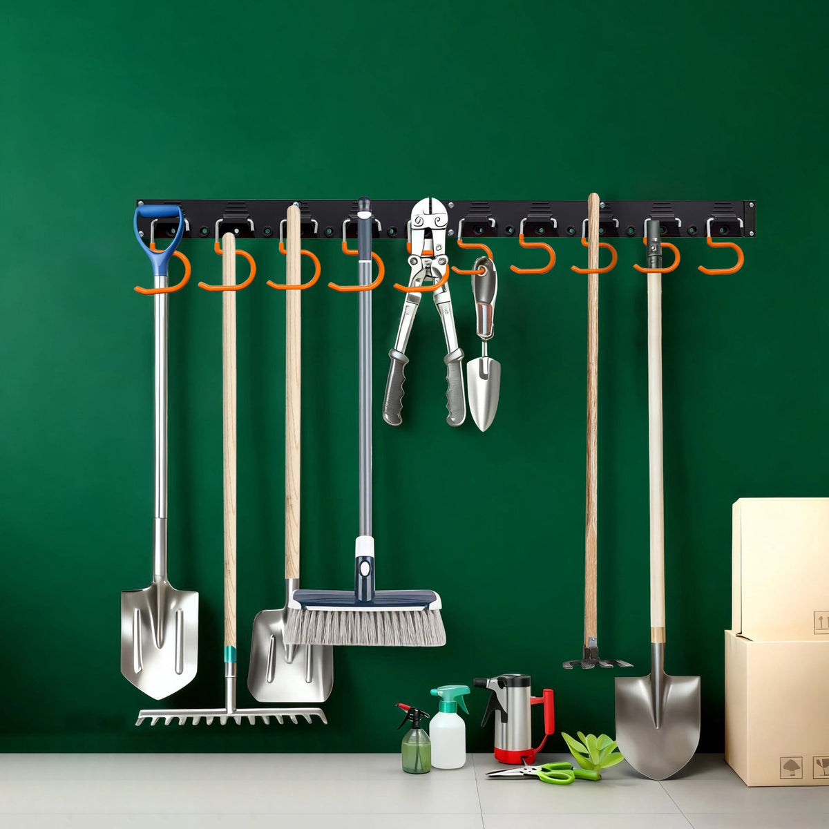 Wall-Mounted Garden Tool Holder for Garage and Workshop