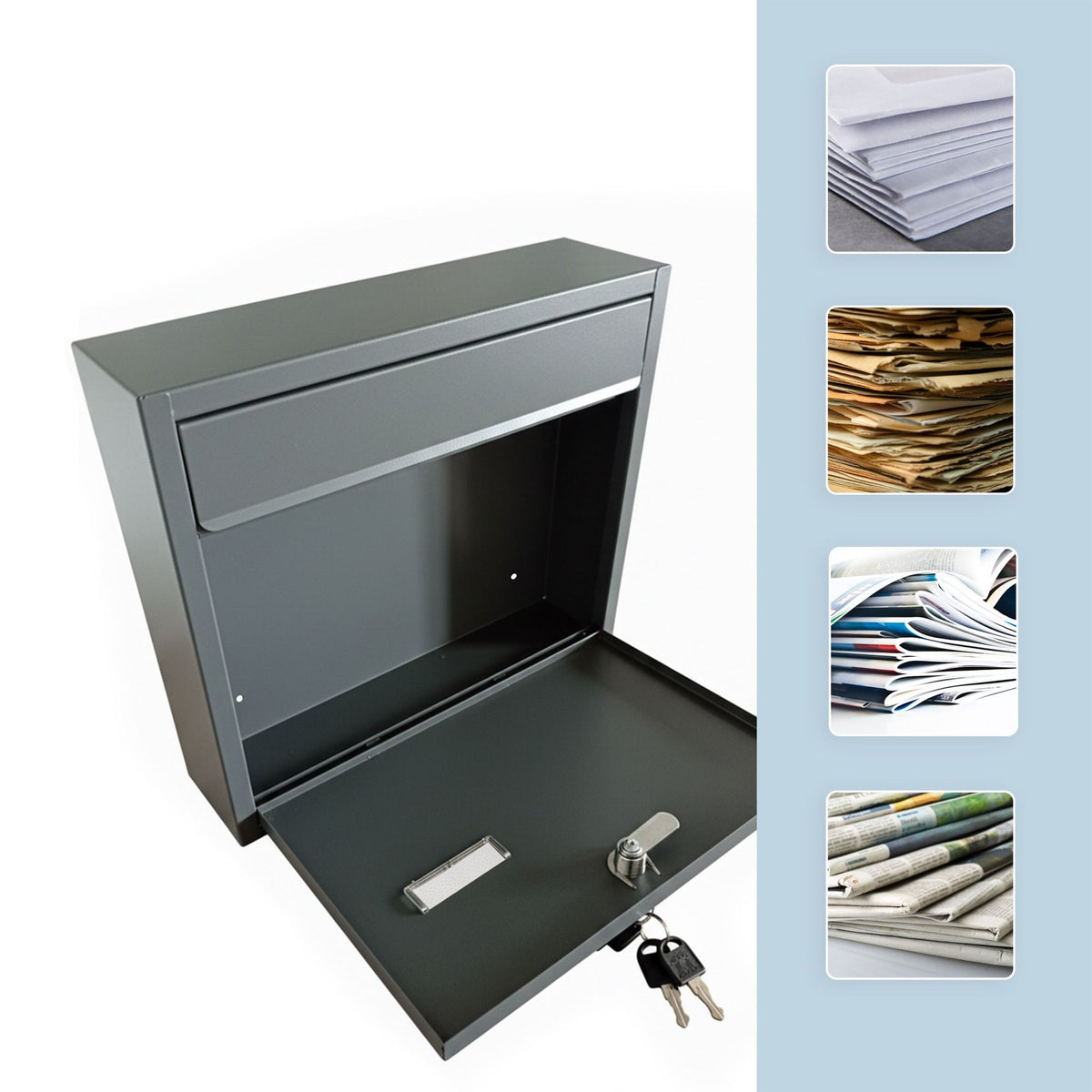 Wall-Mounted Horizontal Mailbox with Lock & Keys